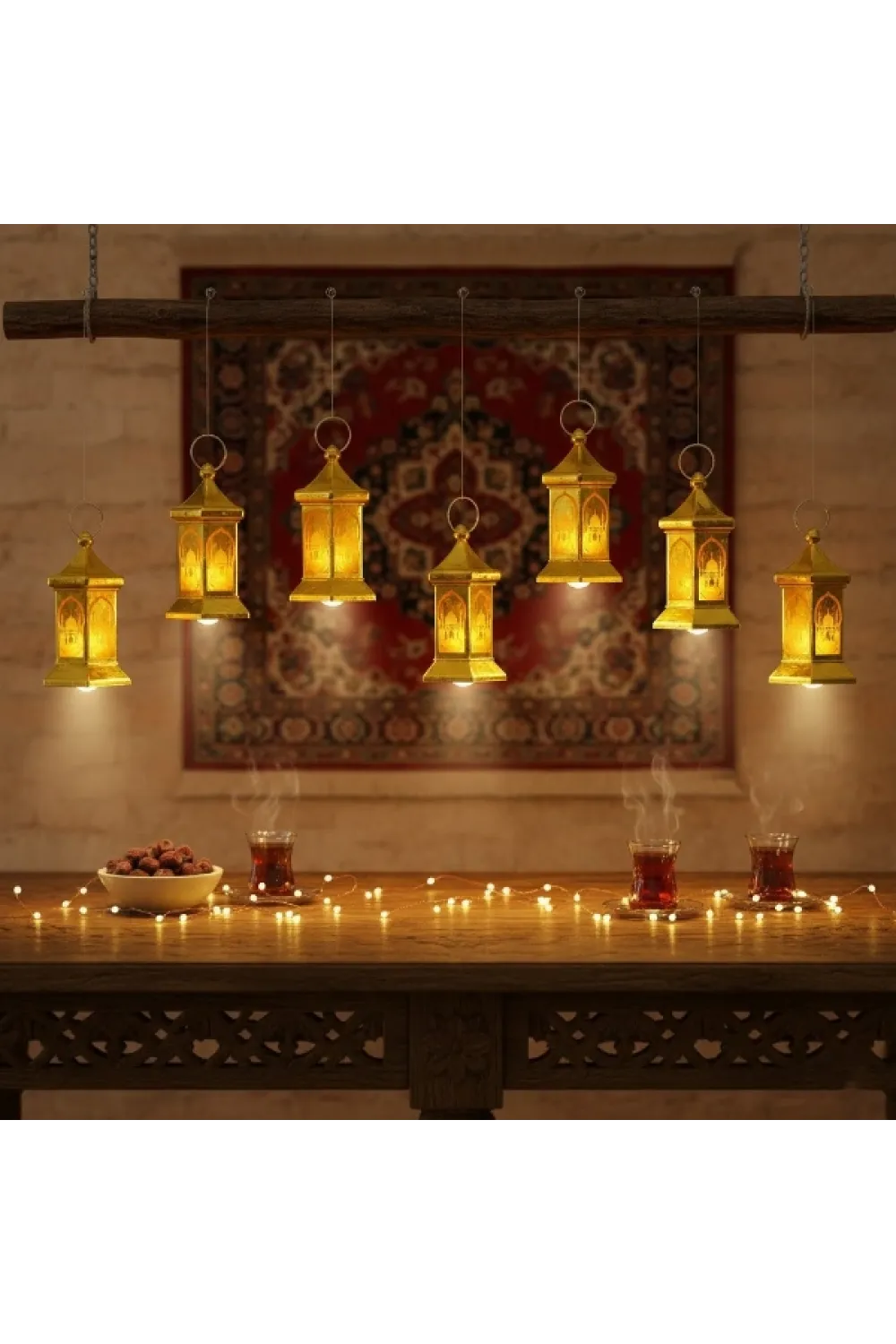 Ramazan Temalı Altıgen Kubbe LED Lamba