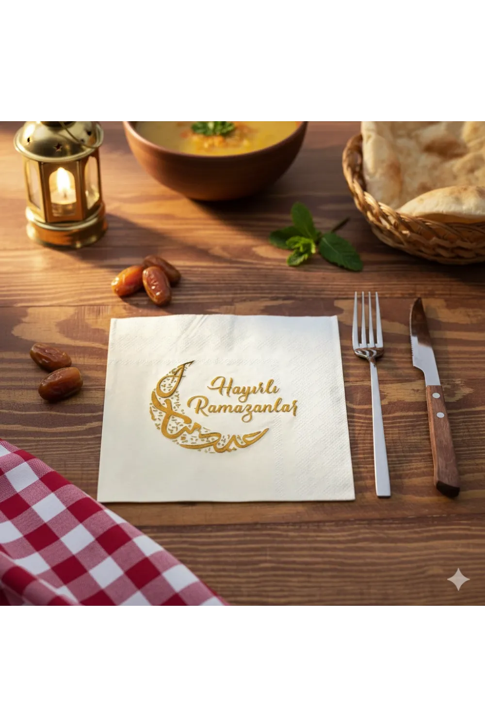 Ramazan Temalı Yaldız Baskılı Peçete