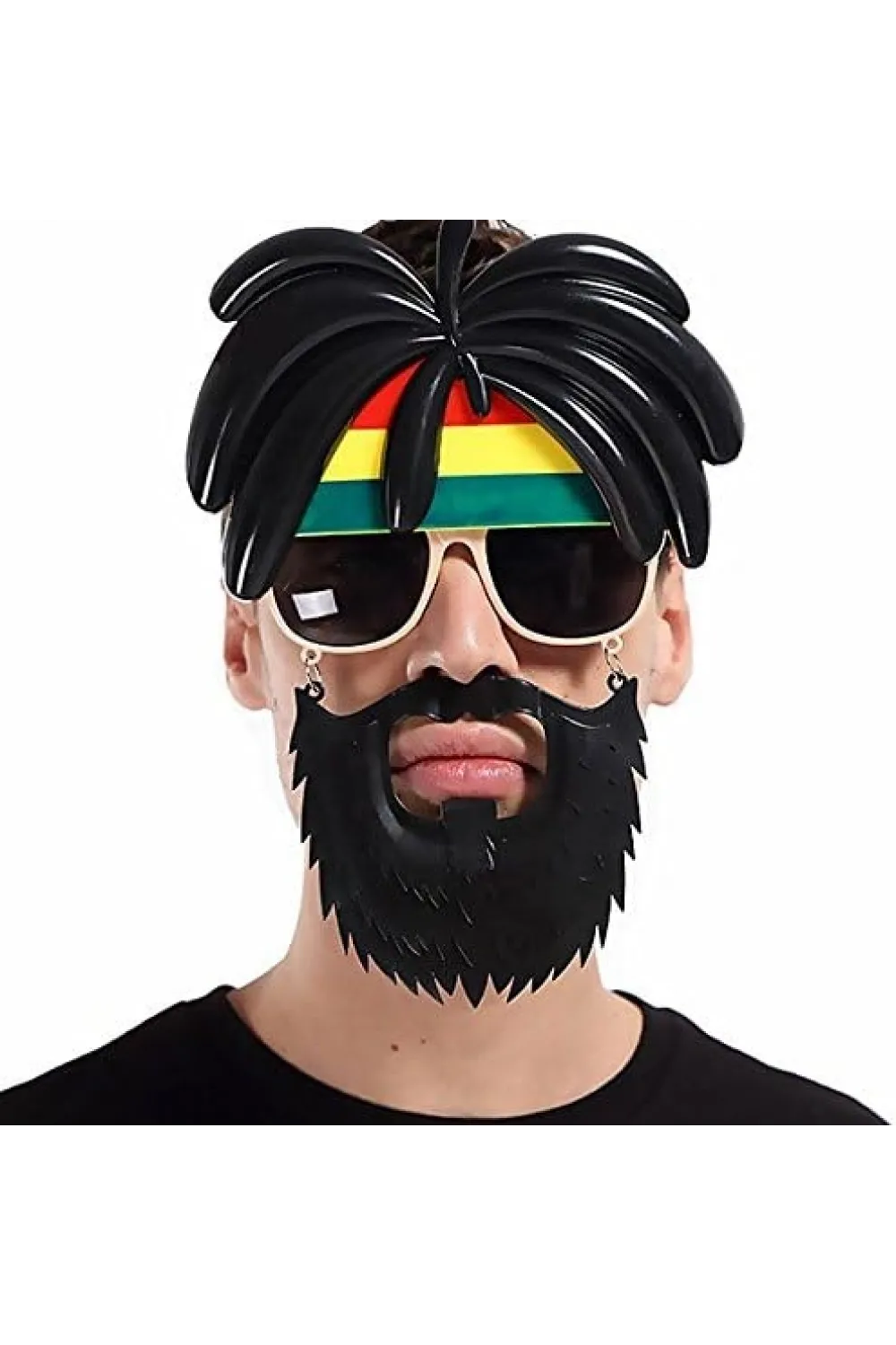 Rasta Peruklu Rasta Sakallı Bob Marley Bıyıklı Parti Gözlüğü 27x18 cm