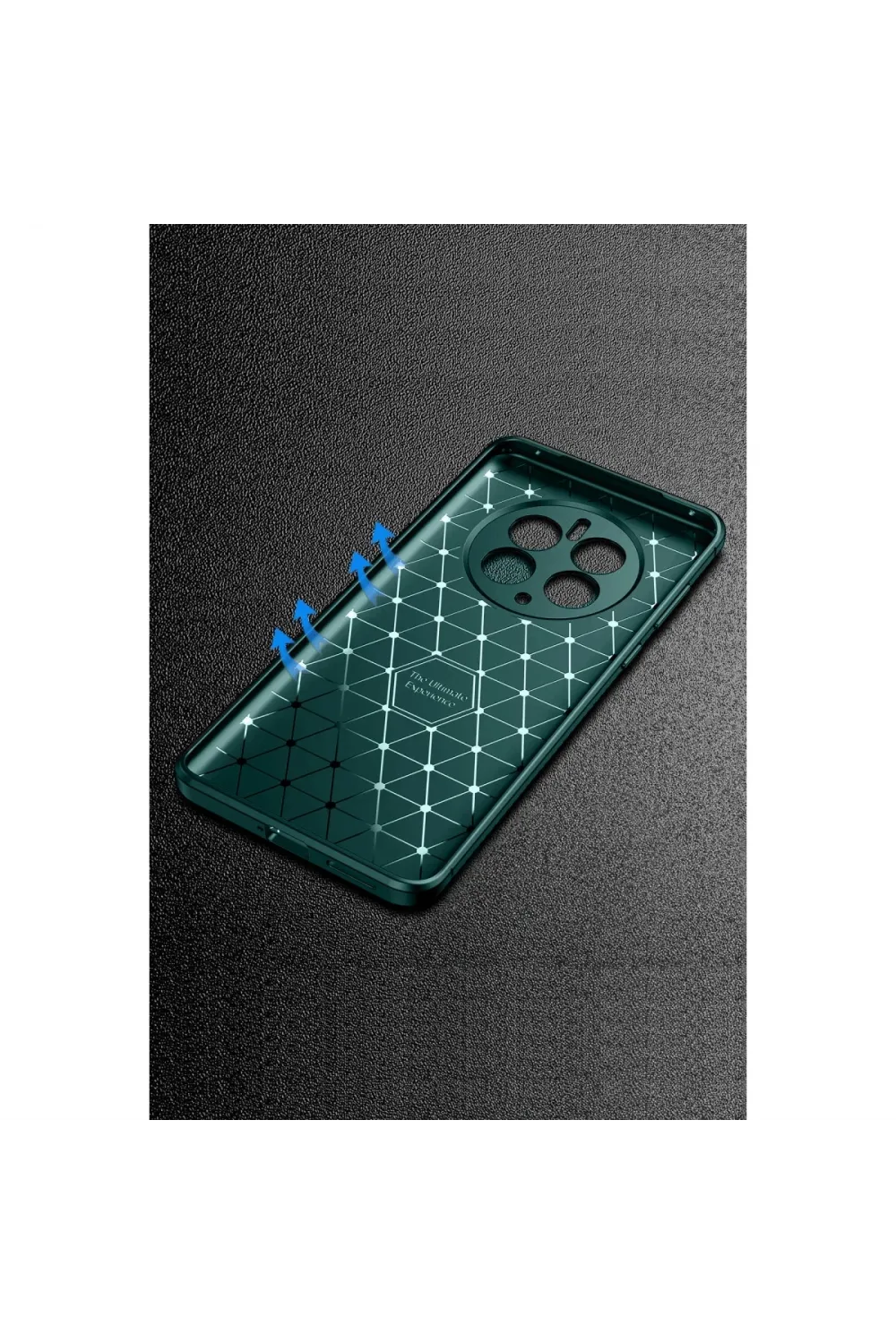 Realme 12 Pro Plus Kılıf Auto Focus Karbon Kapak - Koyu Yeşil