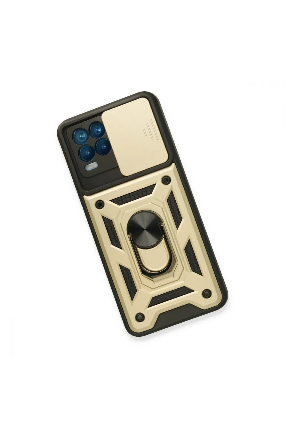 Realme 8 Kılıf Pars Lens Yüzüklü Silikon - Gold