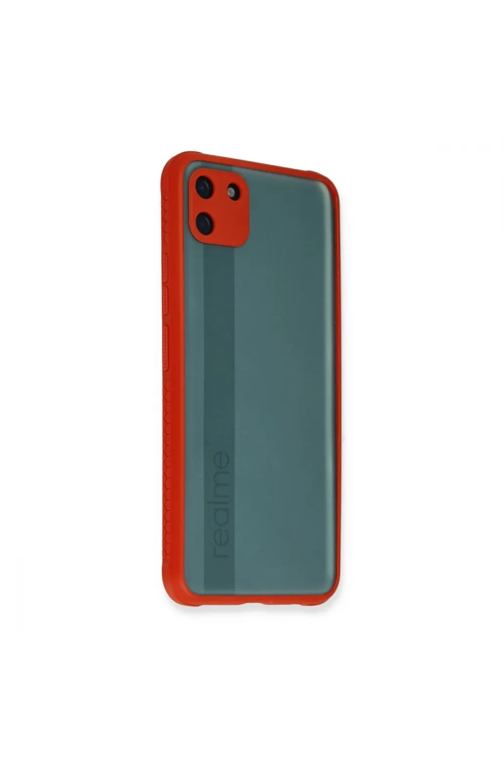 Realme C11 Kılıf Miami Şeffaf Silikon - Kırmızı