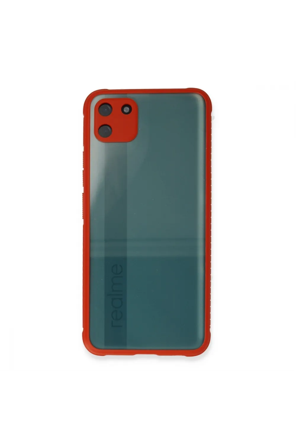 Realme C11 Kılıf Miami Şeffaf Silikon - Kırmızı