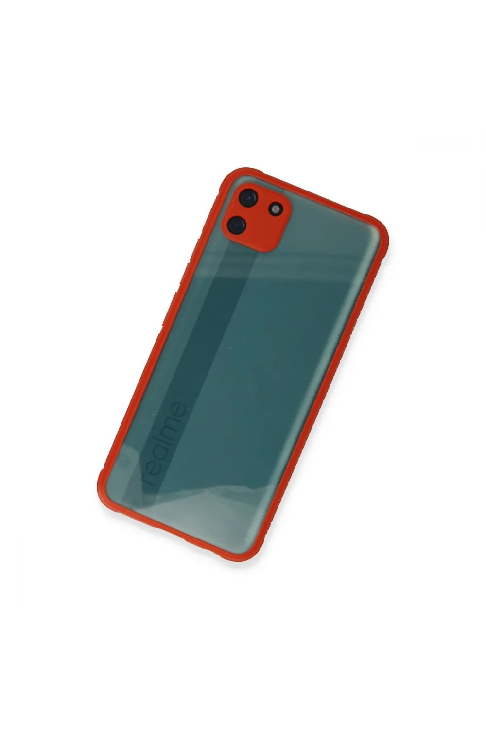 Realme C11 Kılıf Miami Şeffaf Silikon - Kırmızı
