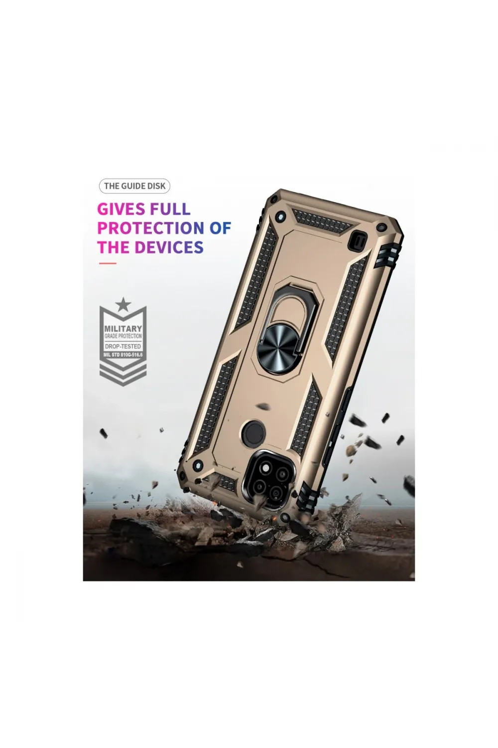 Realme C21 Kılıf Sofya Yüzüklü Silikon Kapak - Gold