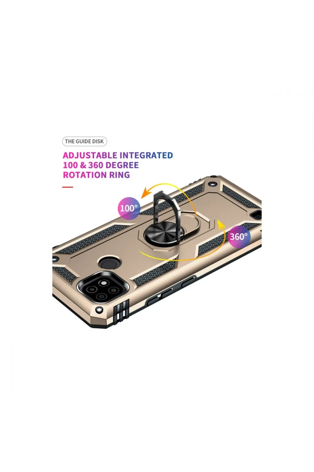 Realme C21 Kılıf Sofya Yüzüklü Silikon Kapak - Gold
