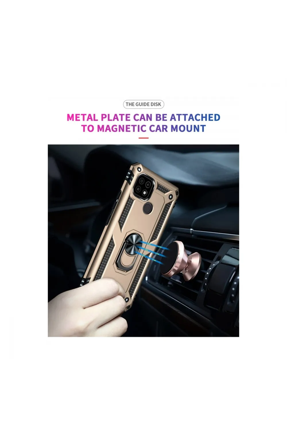 Realme C21 Kılıf Sofya Yüzüklü Silikon Kapak - Gold