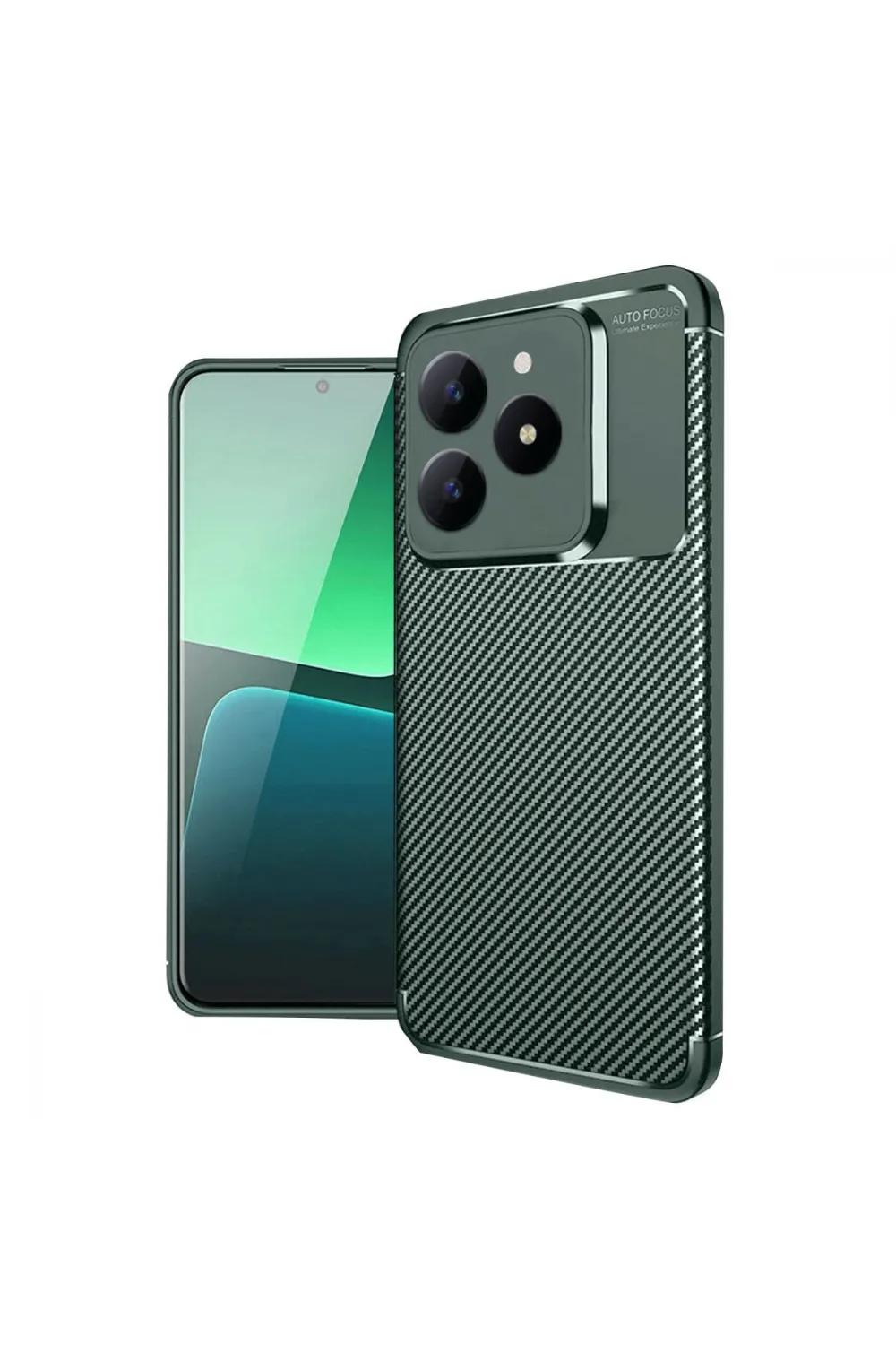 Realme C61 Kılıf Auto Focus Karbon Kapak - Koyu Yeşil