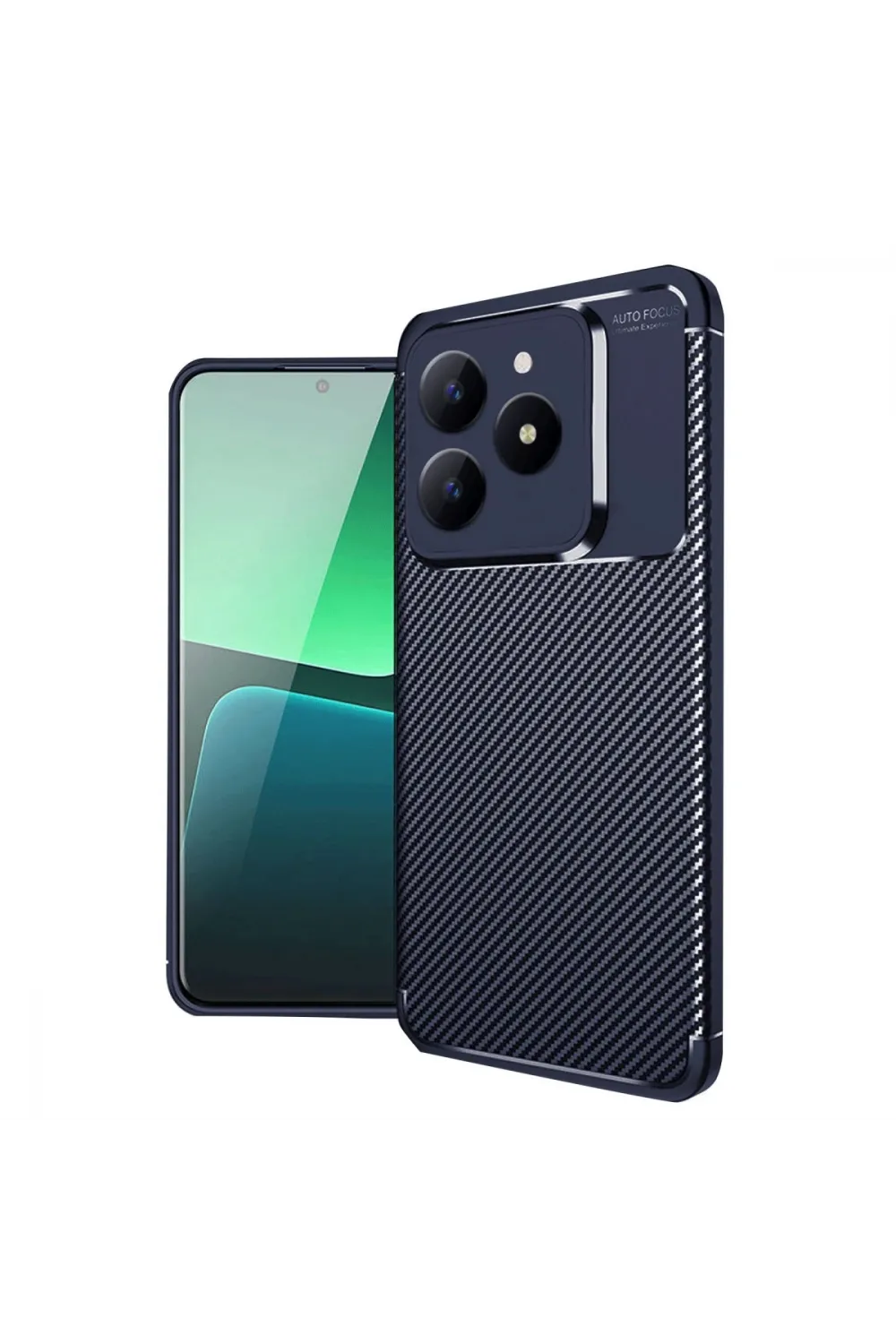 Realme C61 Kılıf Auto Focus Karbon Kapak - Lacivert