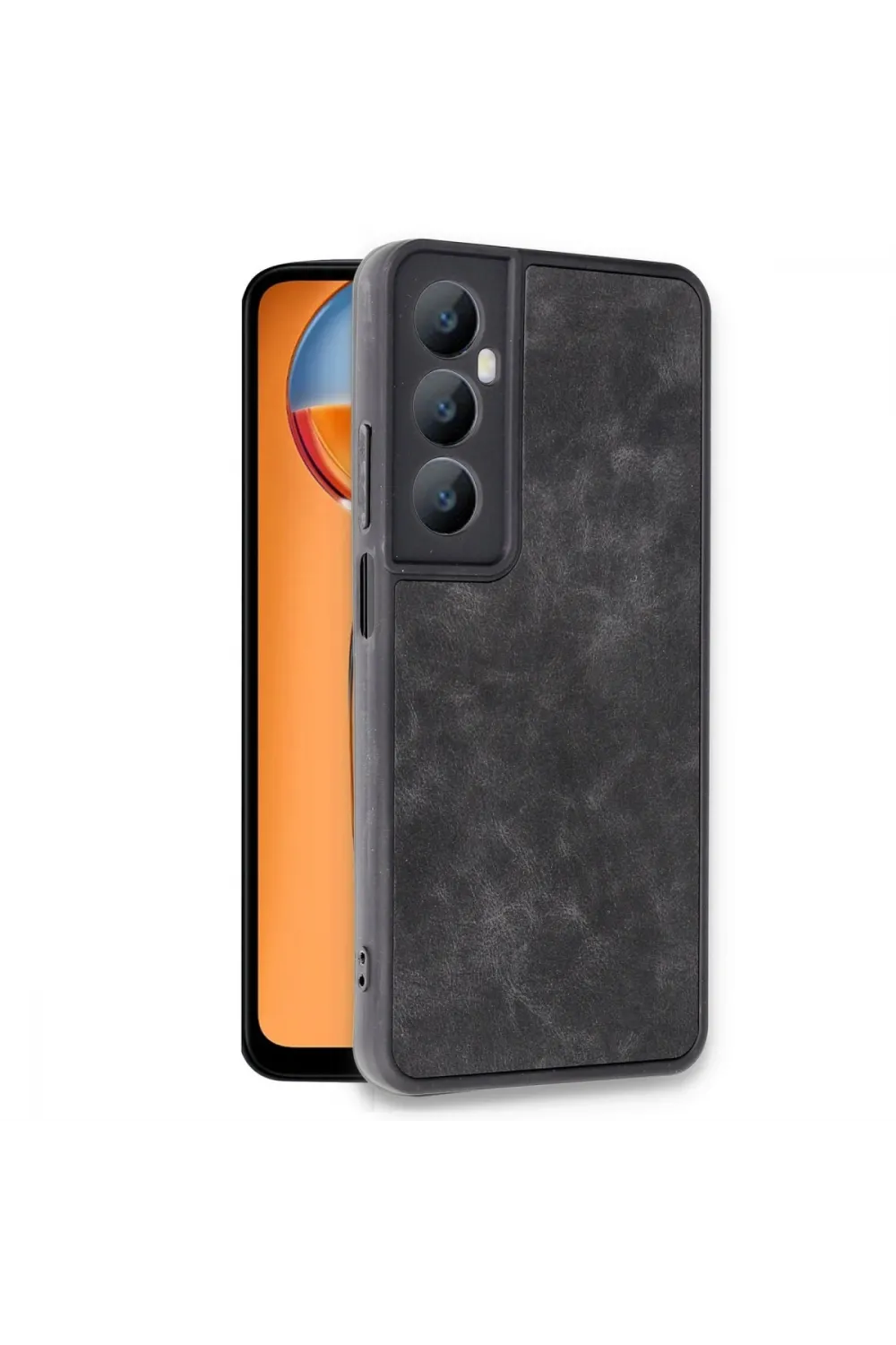 Realme C65 Kılıf Aras Deri Kapak - Siyah