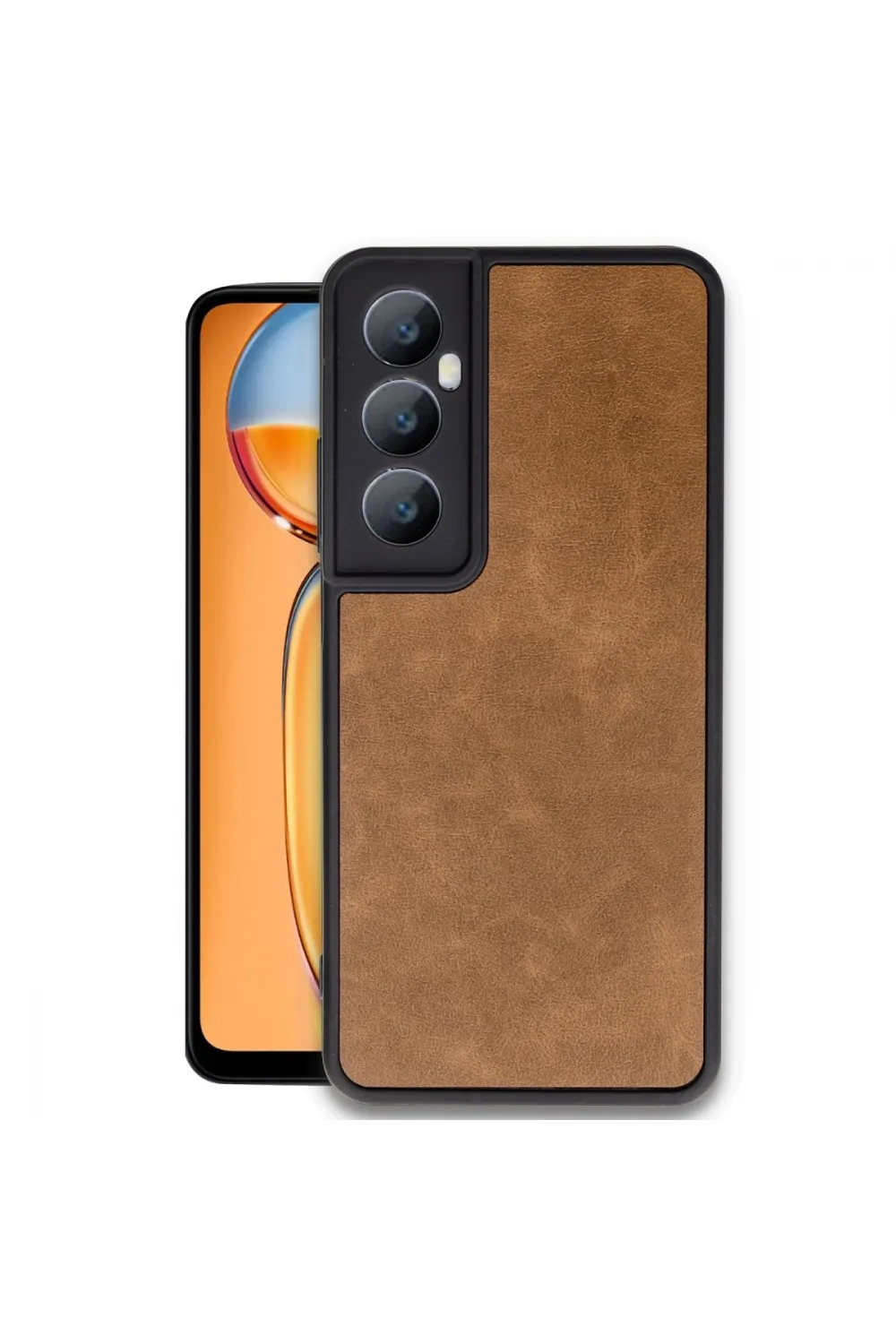 Realme C65 Kılıf Aras Deri Kapak - Taba