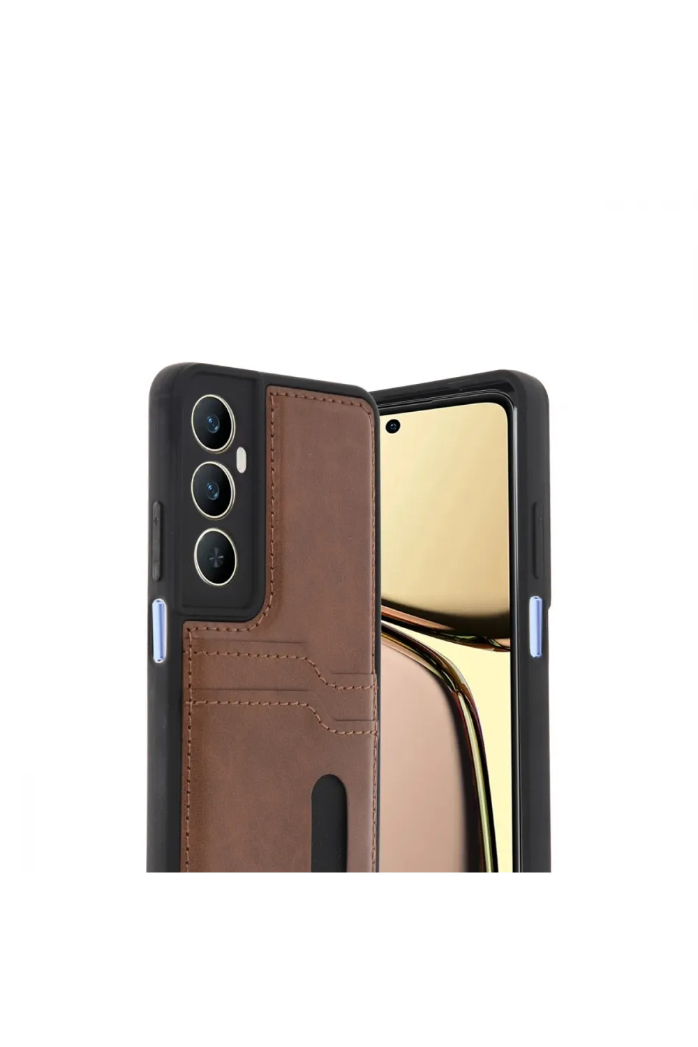 Realme C65 Sara Kartvizitli Deri Kılıf - Taba