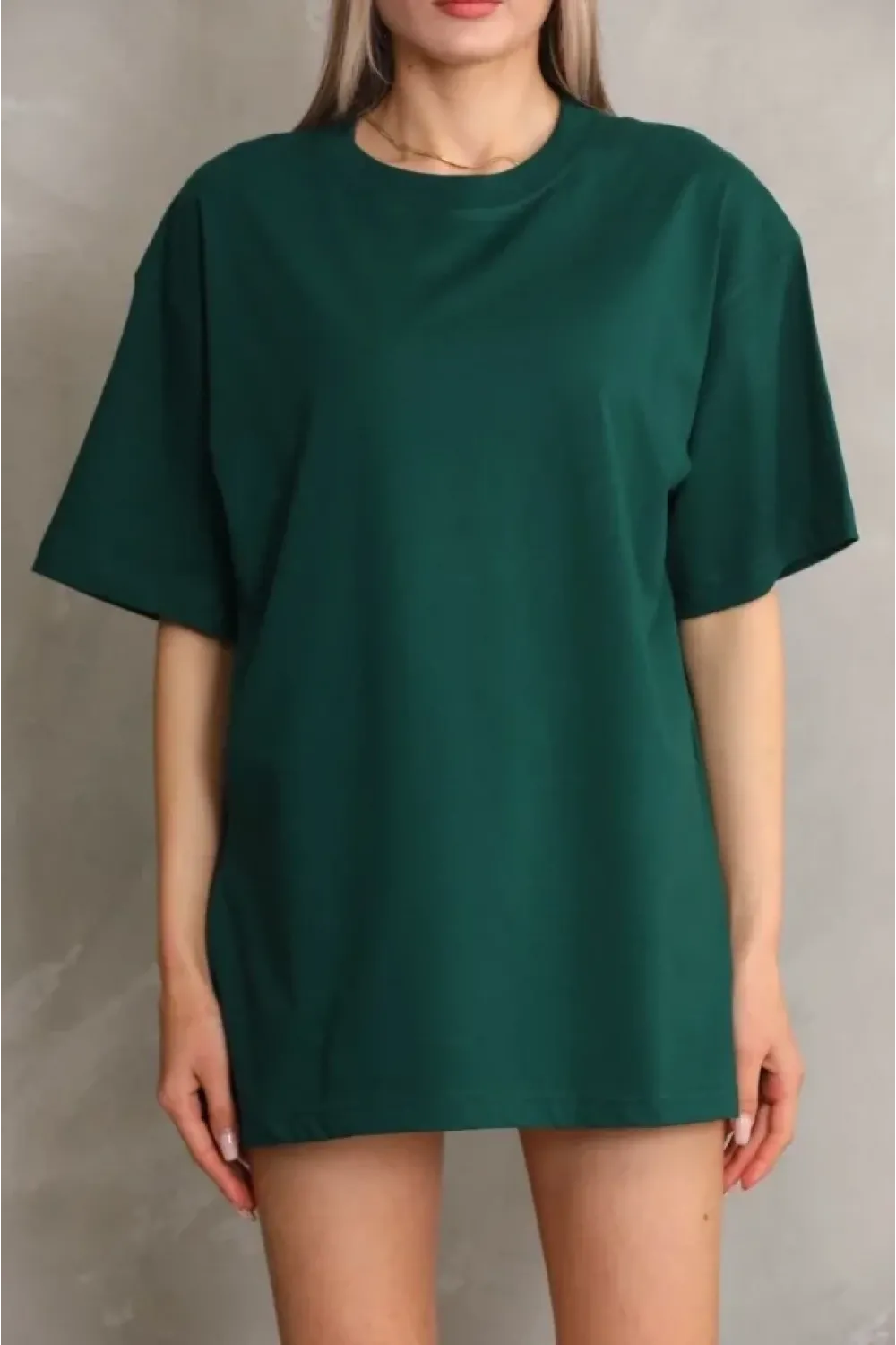 Regular Fit Tişört Bisiklet Yaka Yazlık Kısa Kol Basıc T-Shirt - Yeşil