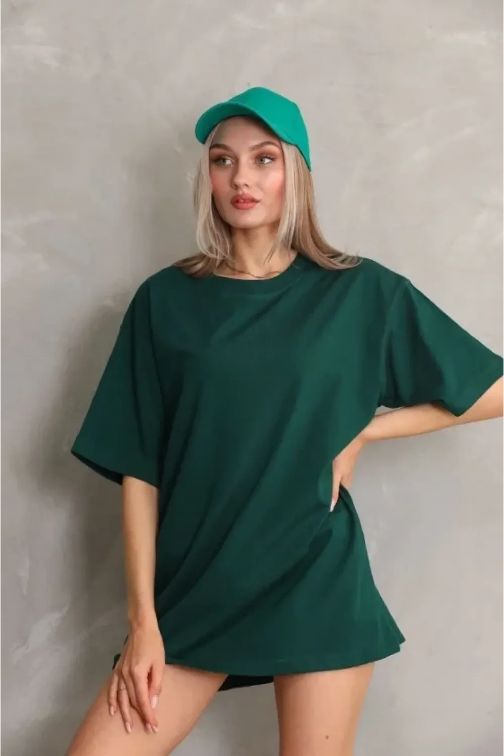 Regular Fit Tişört Bisiklet Yaka Yazlık Kısa Kol Basıc T-Shirt - Yeşil