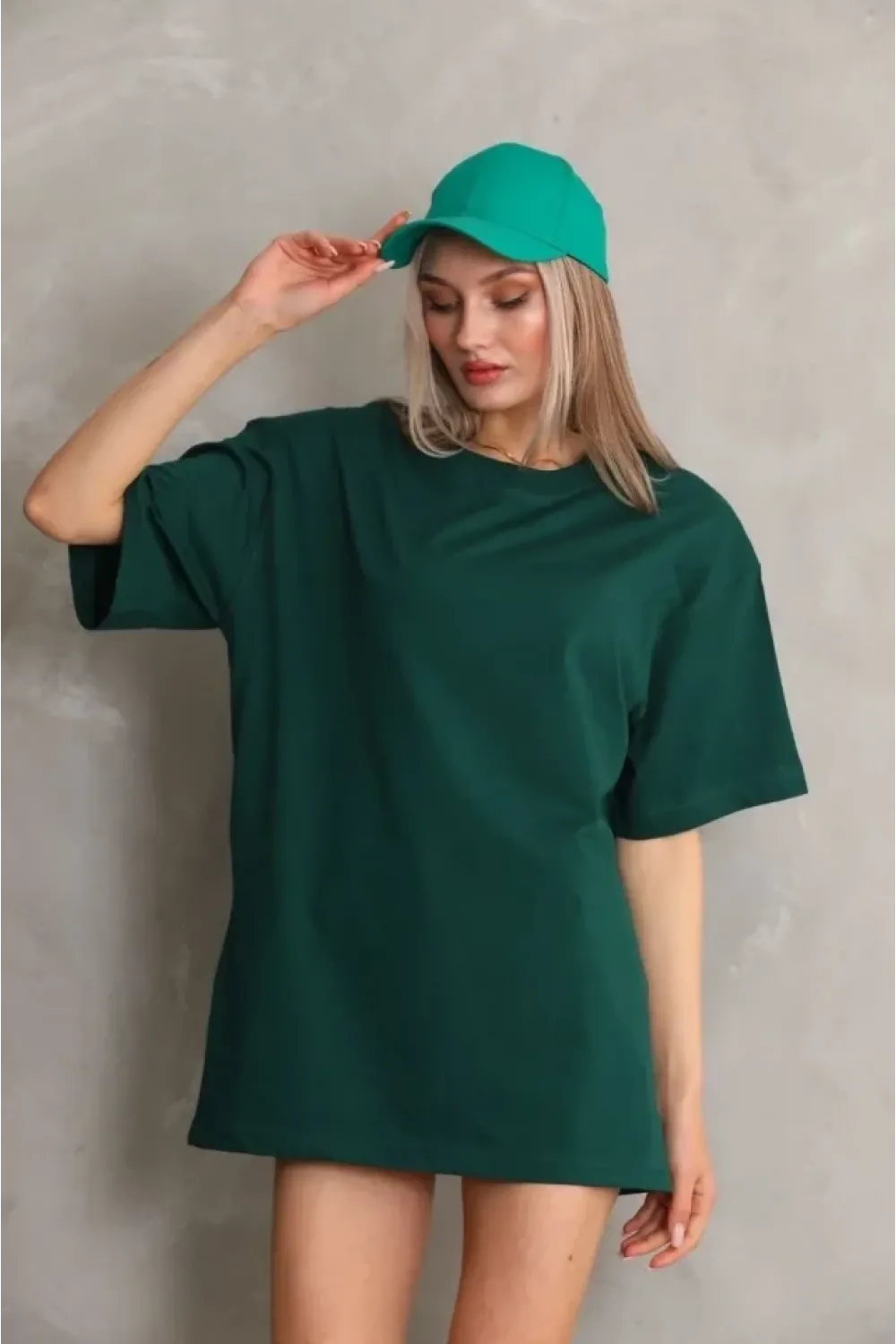 Regular Fit Tişört Bisiklet Yaka Yazlık Kısa Kol Basıc T-Shirt - Yeşil