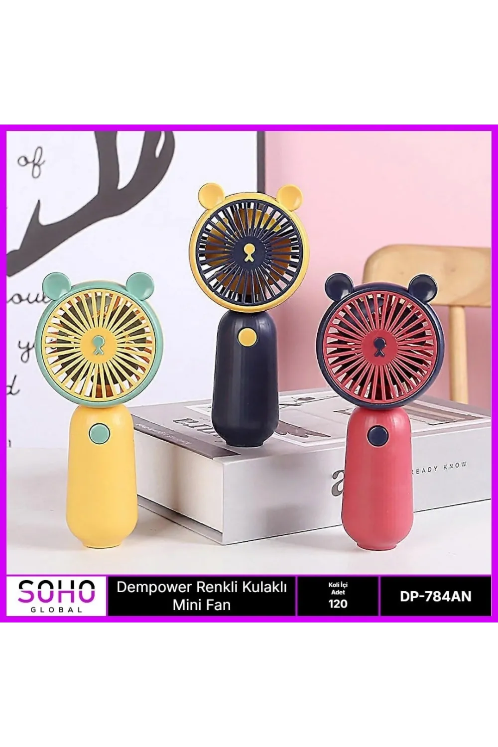 Renkli Kulaklı Mini Fan
