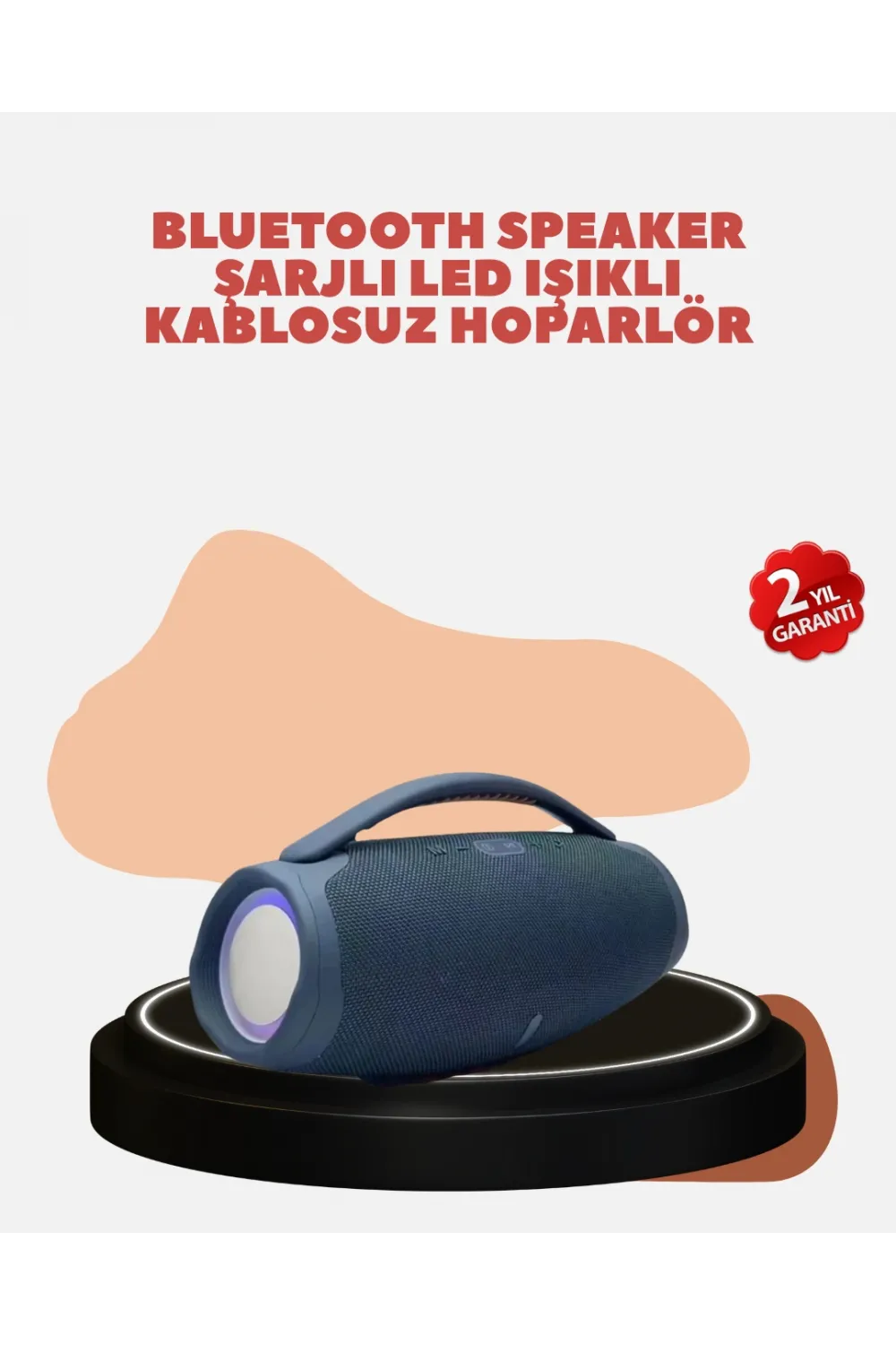 Renkli Led Efektli Suya Dayanıklı Taşınabilir Kablosuz Hoparlör