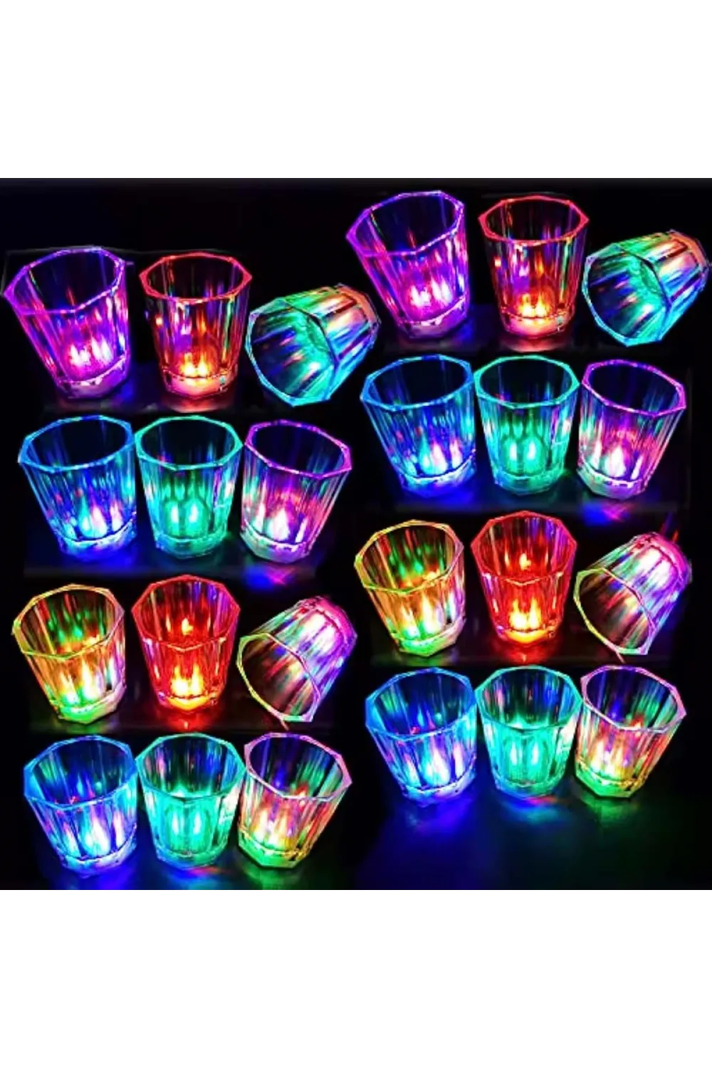 Renkli Led Parlayan Fiber Optik Glow Işıklı Bardak 5,5 x 5,5 cm 1 Adet