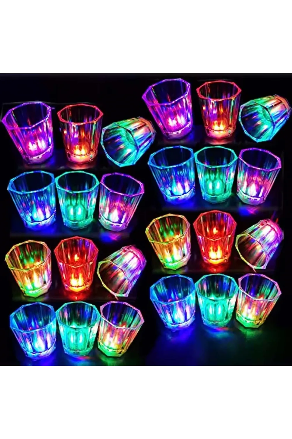 Renkli Led Parlayan Fiber Optik Glow Işıklı Bardak 5,5 X 5,5 Cm 1 Adet