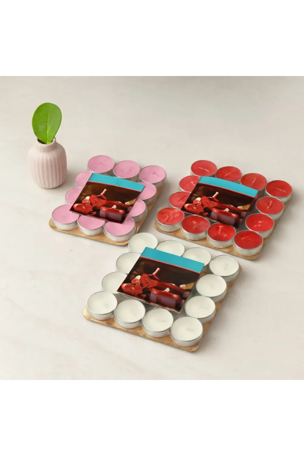 Renkli Yuvarlak Tea Light Mum 16lı