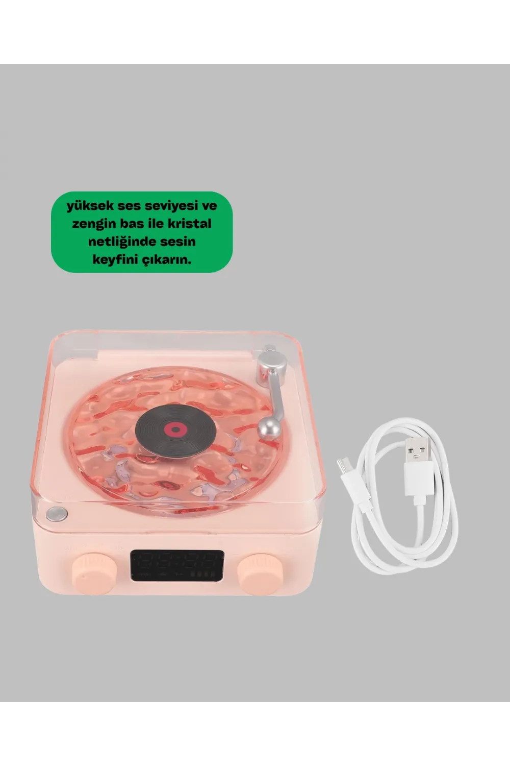 Retro Bluetooth Hoparlör – Kristal Ses, Gece Lambası, Saatli Tasarım