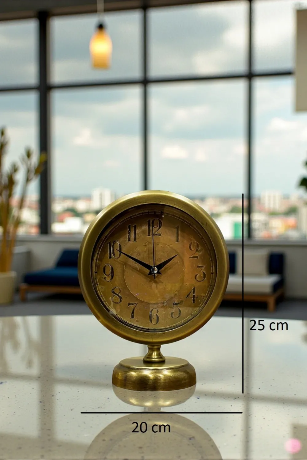 Retro Eskitme 25 x 20 Cm Metal Şık Masa Saati