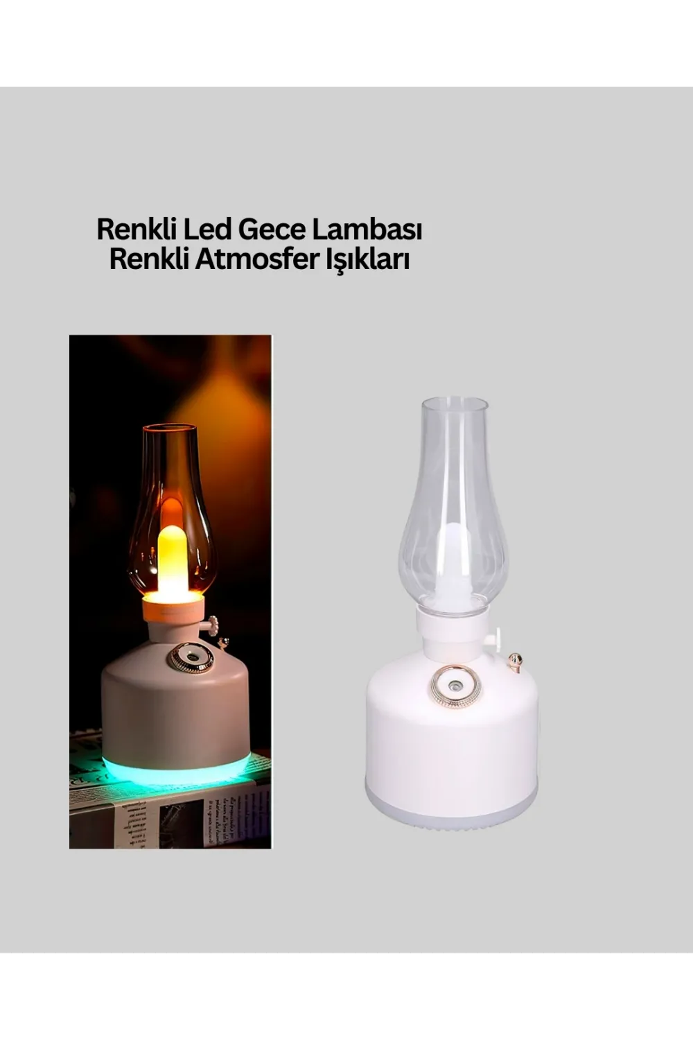 Retro Gaz Lambası Görünümlü Ledli Buhar Püskürtücü Aroma Difüzör
