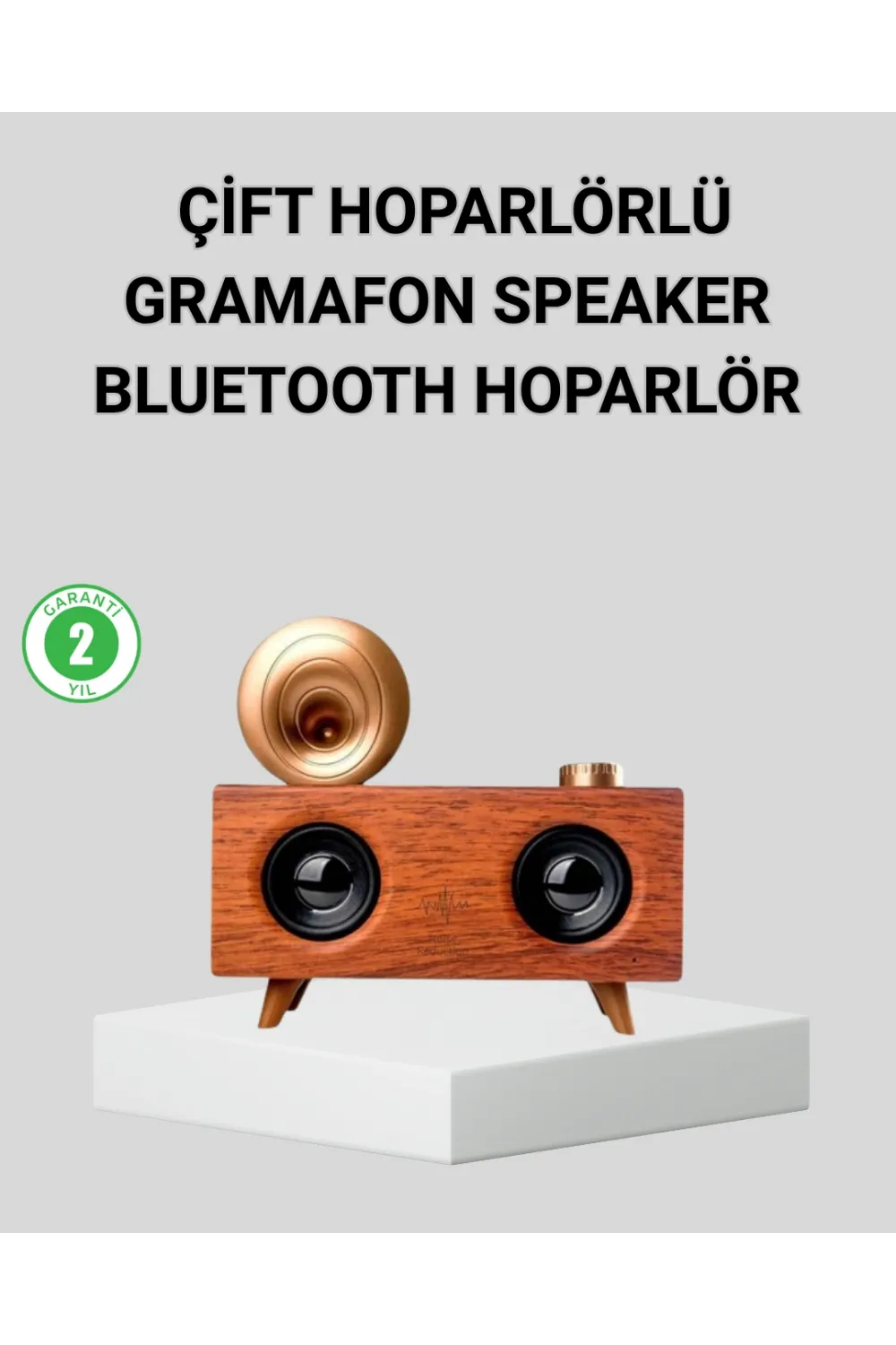 Retro Gramafon Bluetooth Hoparlör Çift Stereo Sesli Fm Radyo Destekli