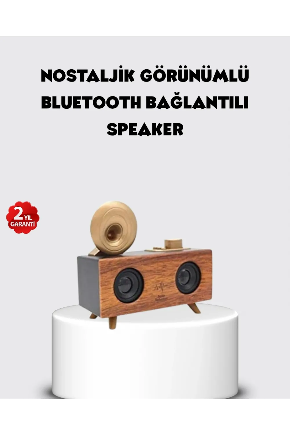Retro Gramofon Tasarımlı Bluetooth Hoparlör – 3d Stereo Ses, 1800 Mah Batarya