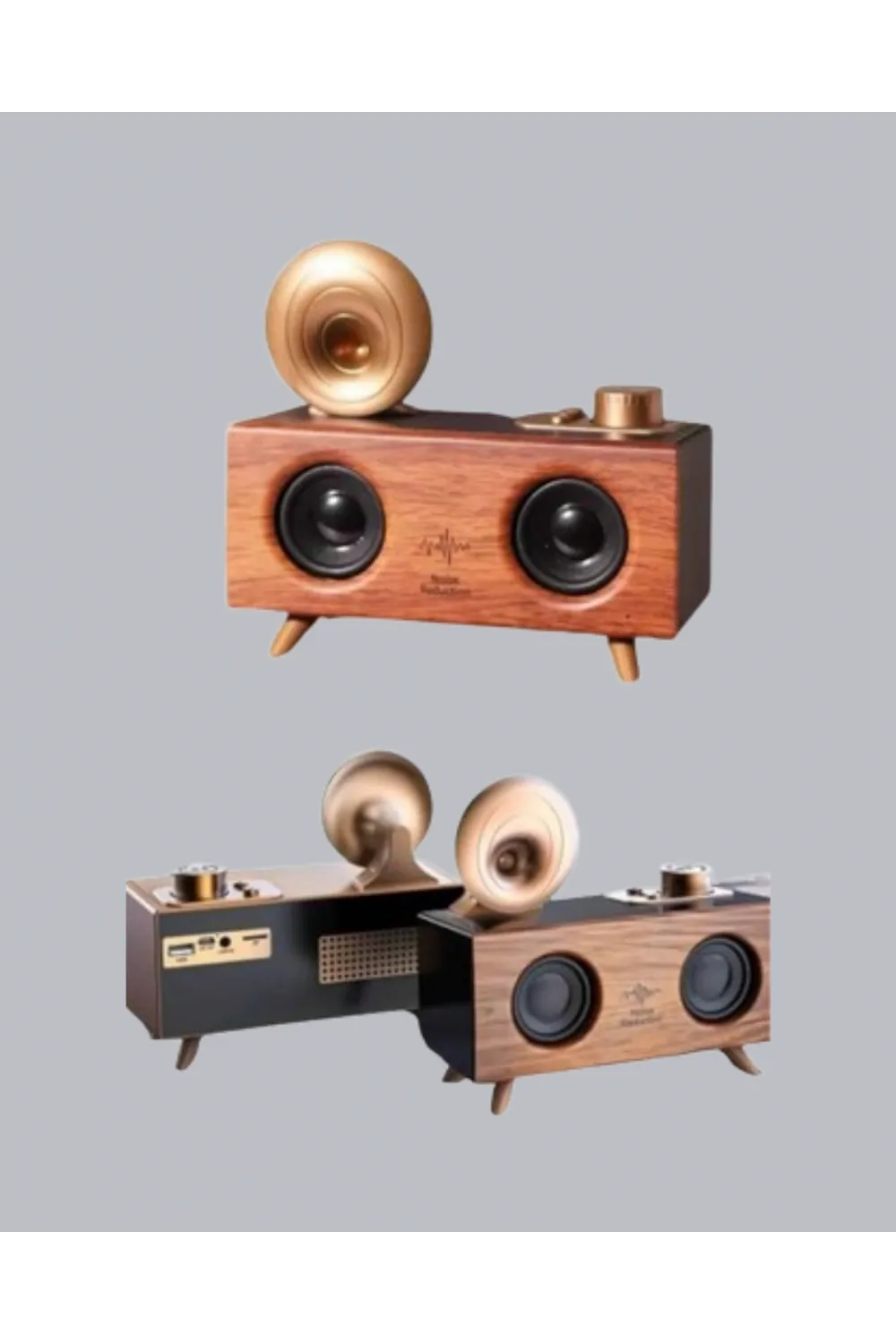 Retro Gramofon Tasarımlı Bluetooth Hoparlör – 3d Stereo Ses, 1800 Mah Batarya