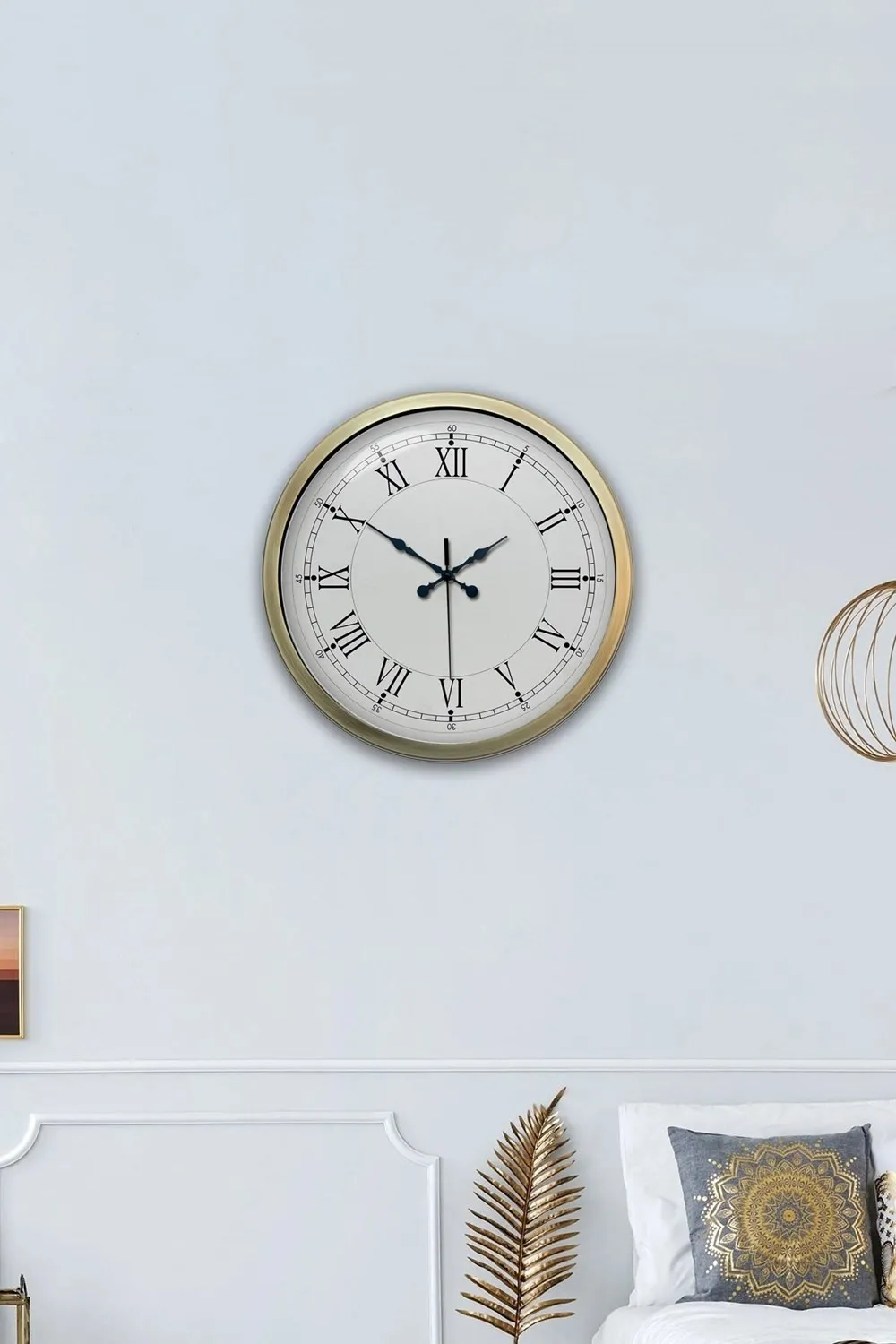 Retro Modern Roma Rakamlı 40 Cm Metal Duvar Saati