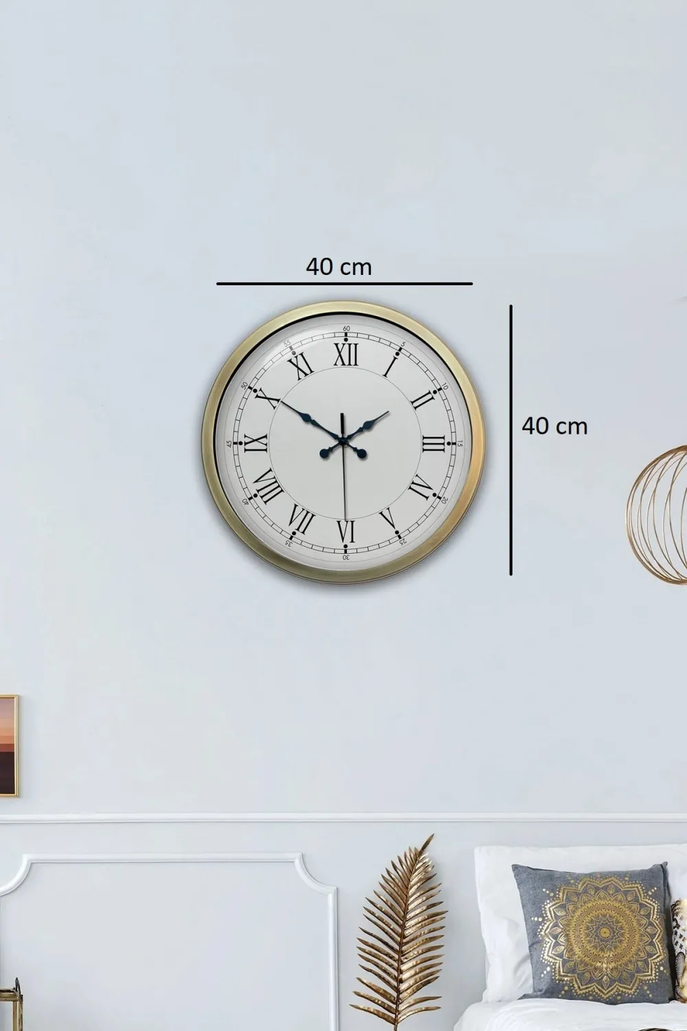 Retro Modern Roma Rakamlı 40 Cm Metal Duvar Saati