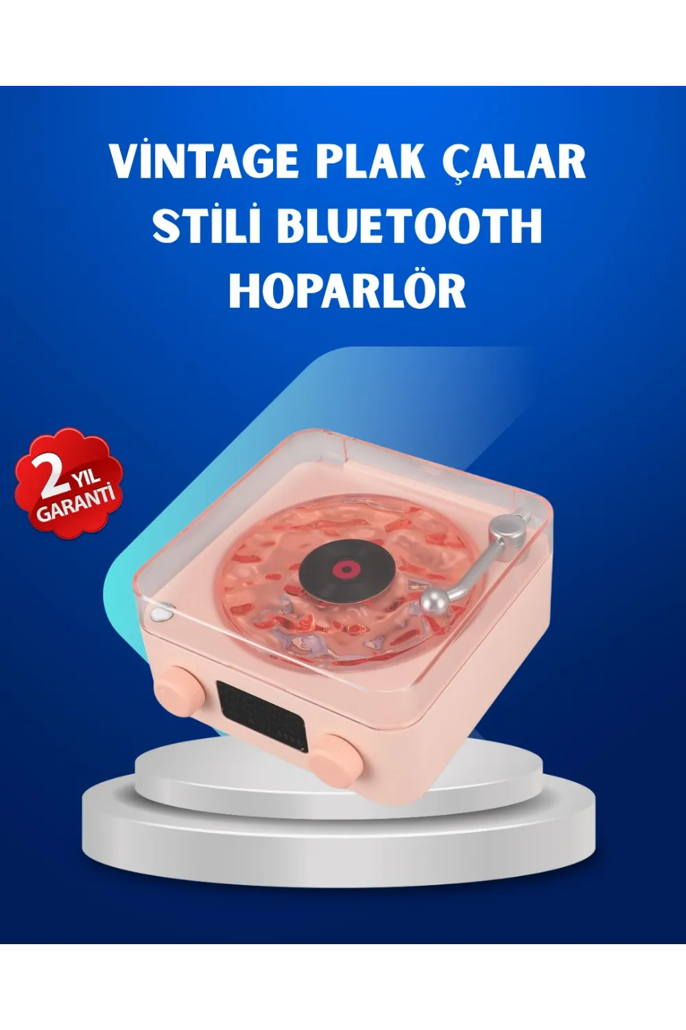 Retro Saatli Bluetooth Hoparlör – Gece Lambalı Kristal Ses Kalitesi