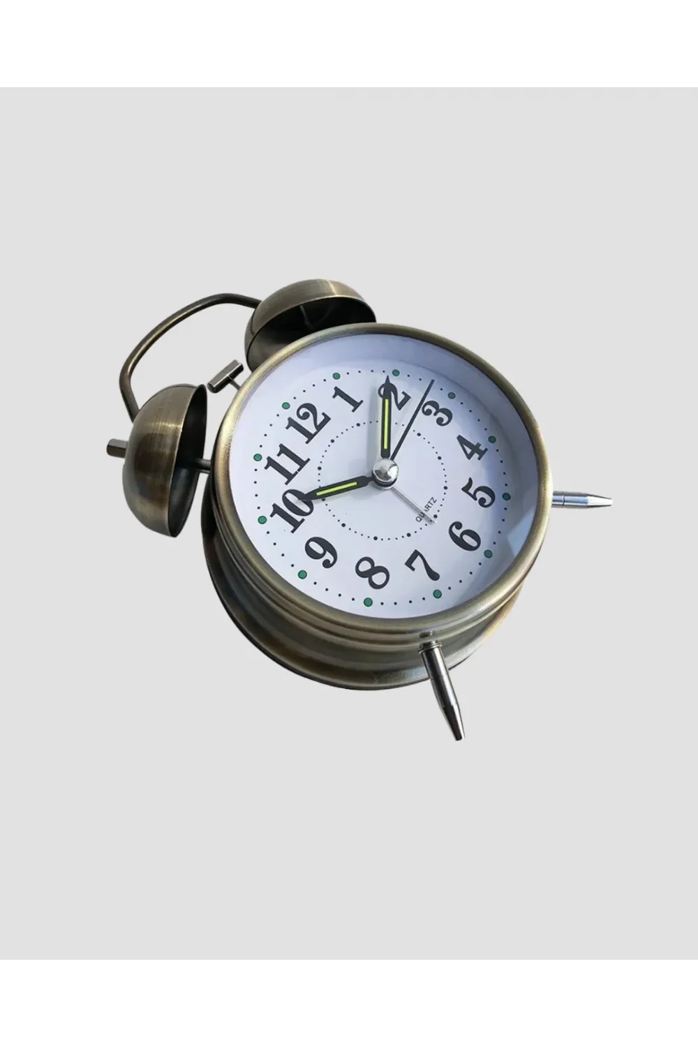 Retro Tarz Bronz Dekoratif Masa Saati Metal Gövde Yüksek Sesli Alarm
