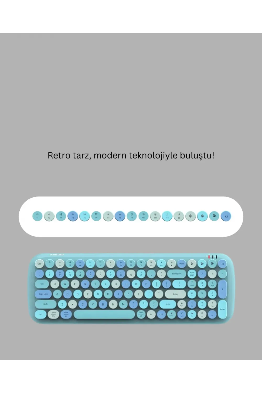 Retro Tarz Kablosuz Klavye Mouse Seti – 104 Tuşlu, Ergonomik Tasarım