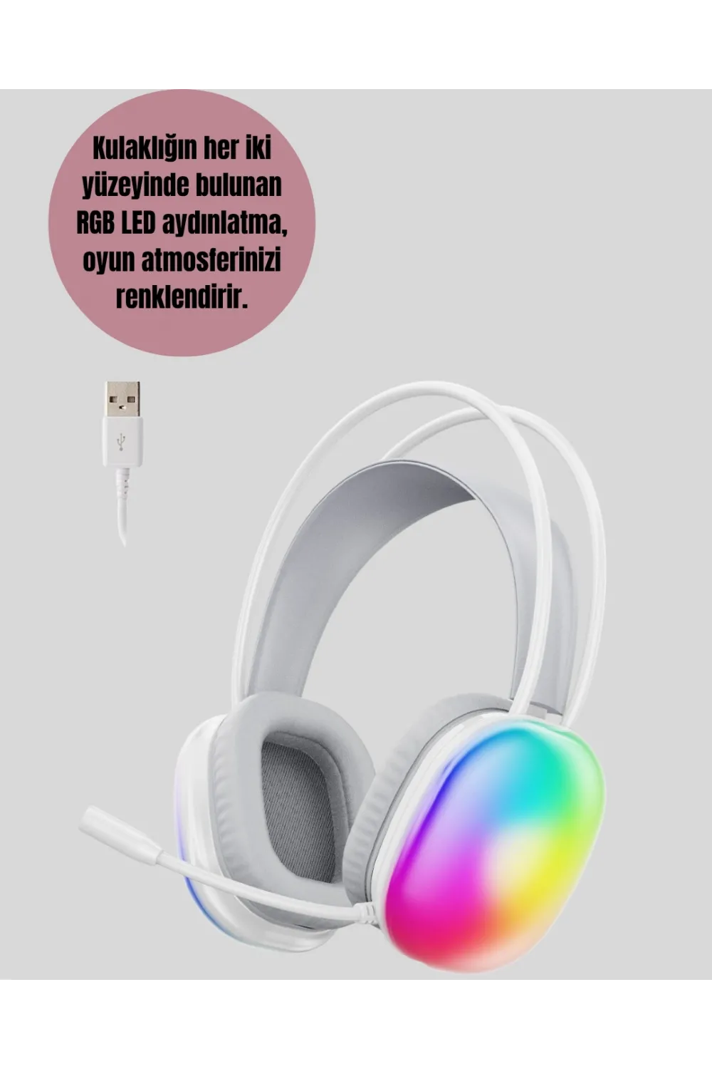 Rgb Aydınlatmalı Kablosuz Bluetooth Oyuncu Kulaklığı