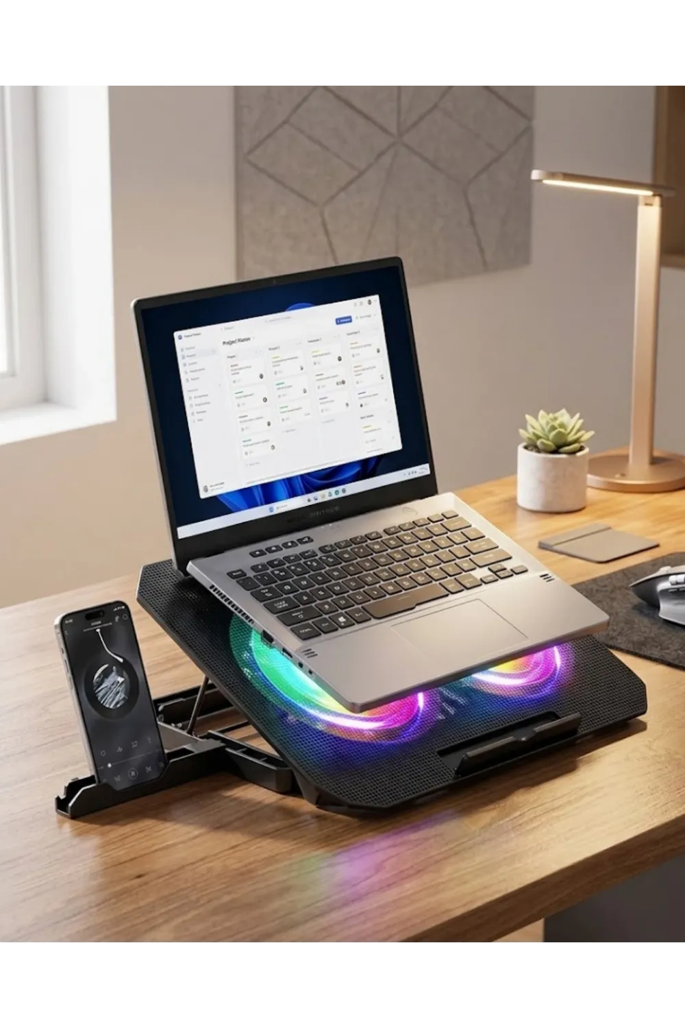 Rgb Fanlı Laptop Soğutma Standı Usb Girişli Notebook Yükseltici