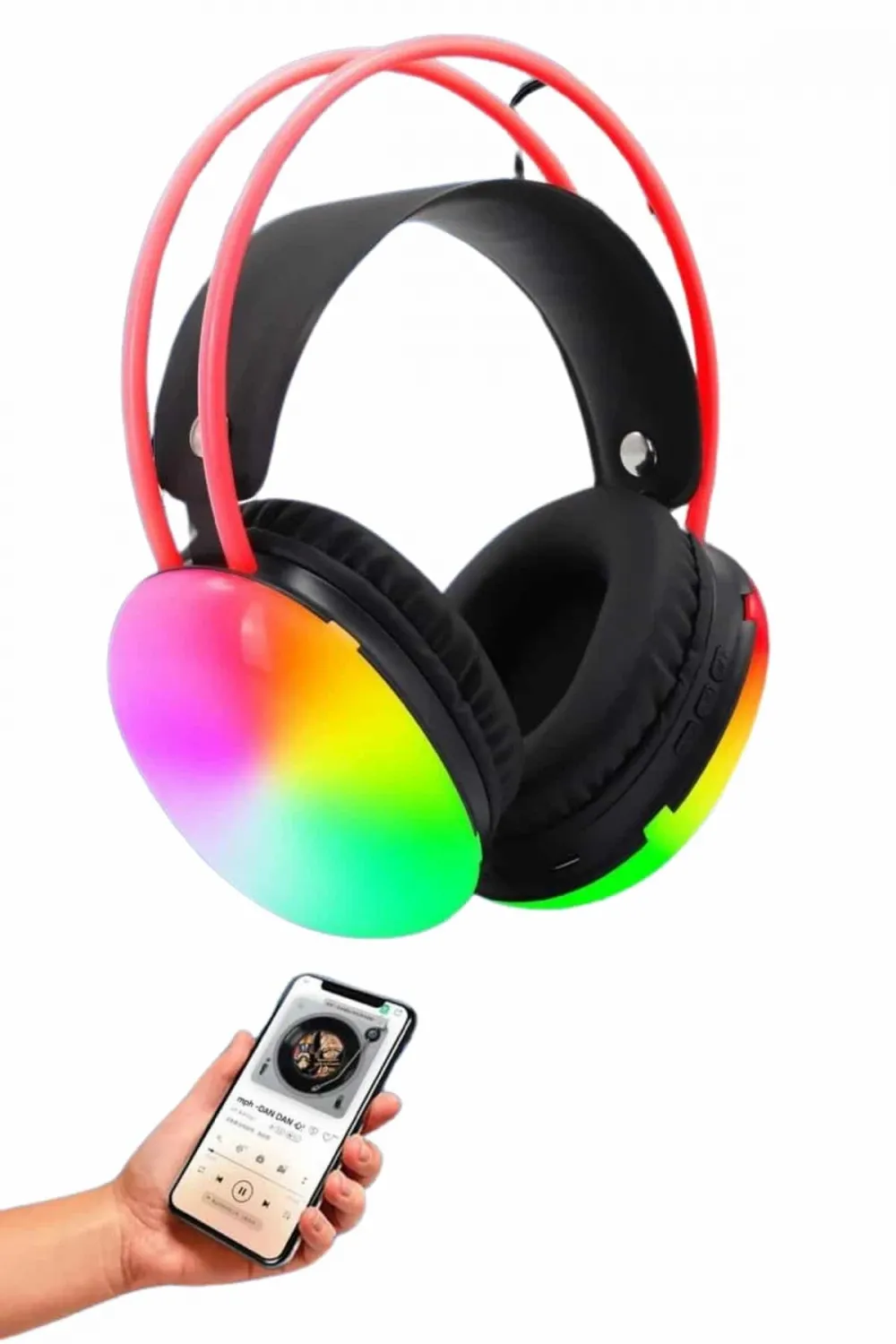 Rgb Işıklı Yüksek Ses Kaliteli Kablosuz Kulak Üstü Bluetooth Kulaklık