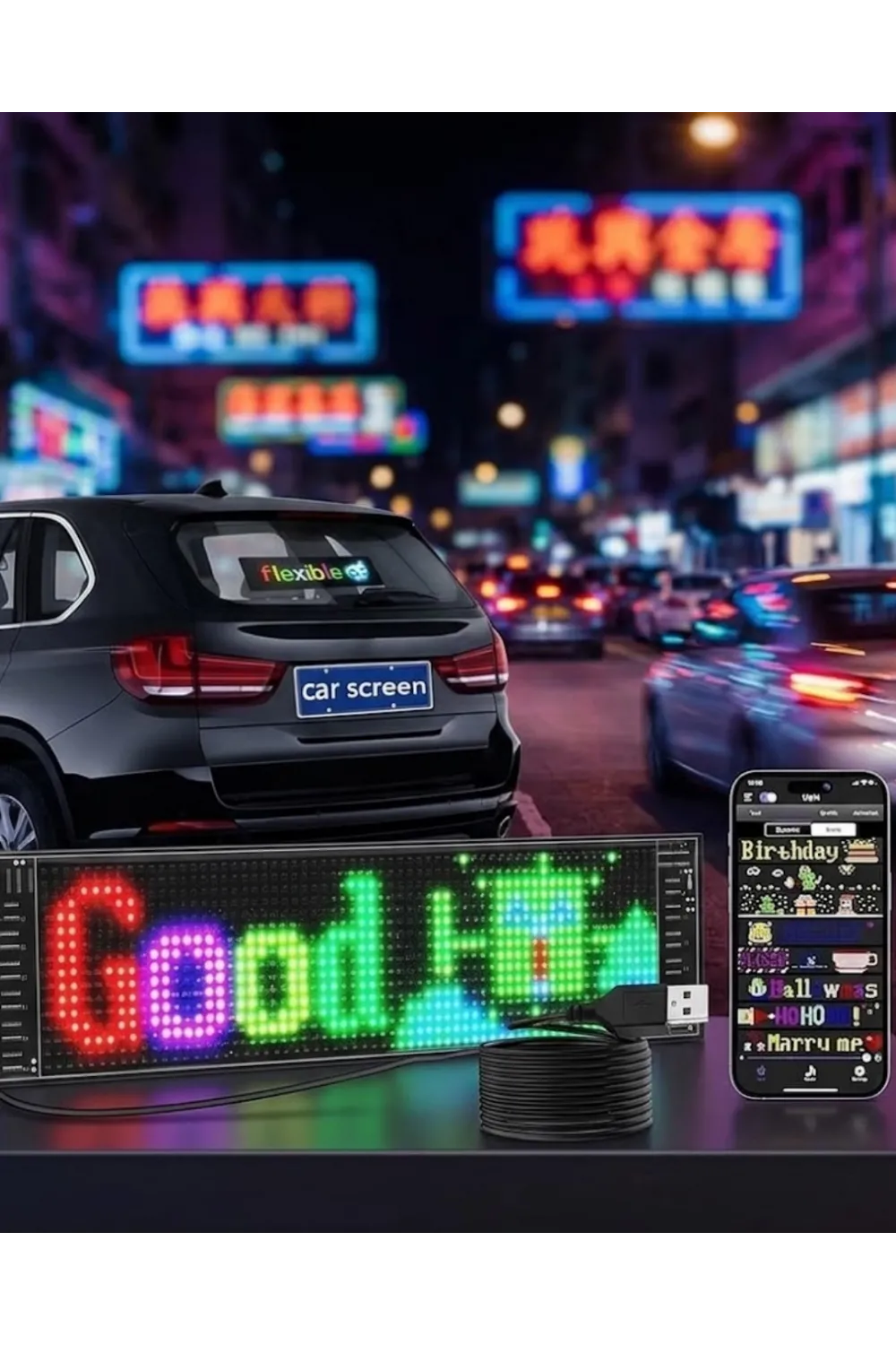 Rgb Kayan Yazı Led Panel Telefon Kontrollü Animasyonlu Akıllı Ekran