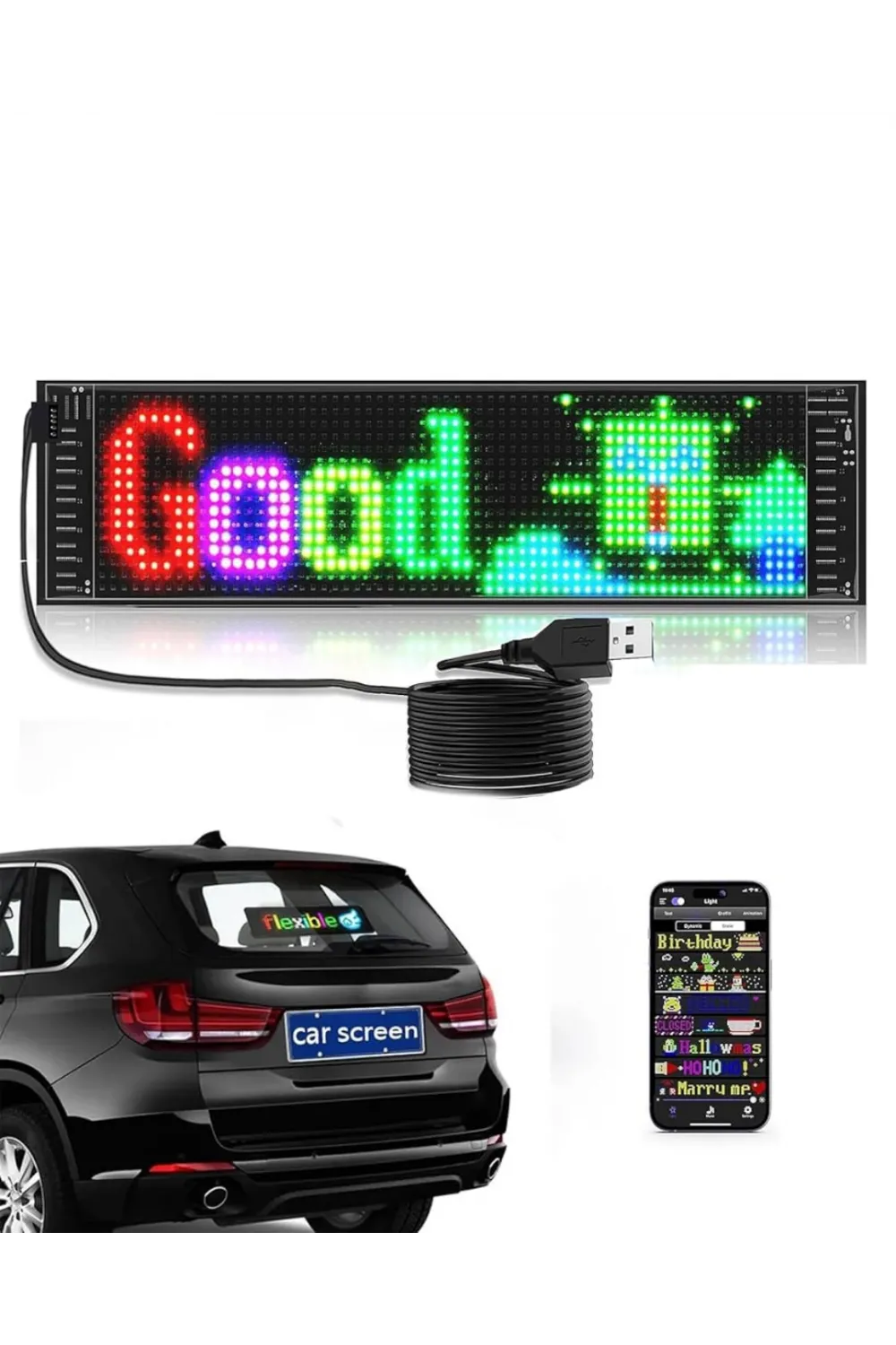 Rgb Kayan Yazı Led Panel Telefon Kontrollü Animasyonlu Akıllı Ekran