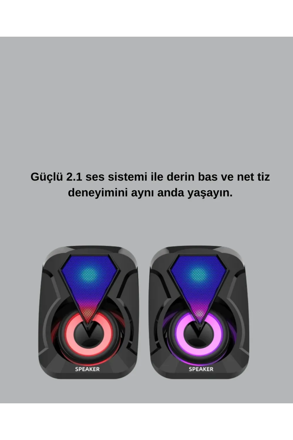 Rgb Led Işıklı 2.1 Usb Oyun Hoparlörü Derin Bas Ve Net Ses