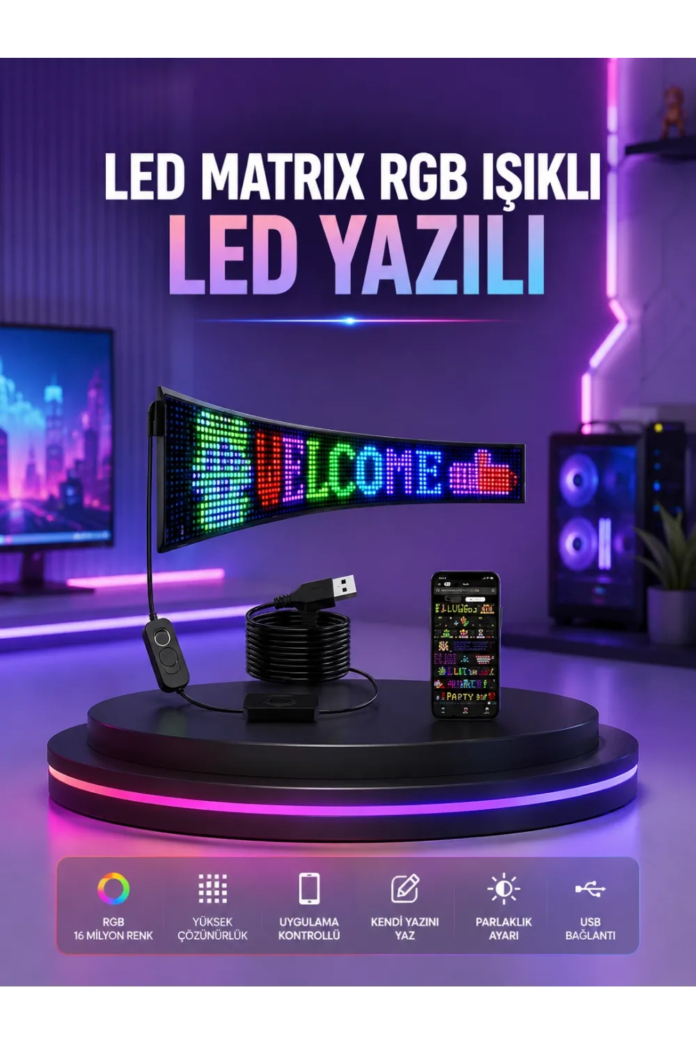 Rgb Led Panel Renkli Işık Efektli Dekoratif Aydınlatma