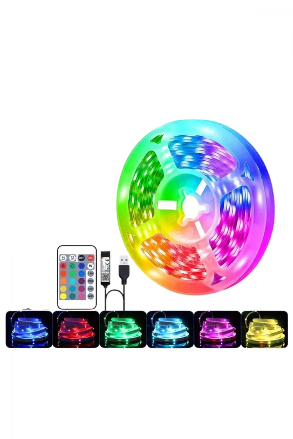 Rgb Şerit Led 10 Metre Led Işık Kumanda İle Kontrol Rgb