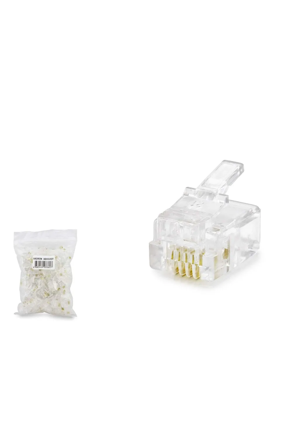 Rj11 Konnektör 4Pın Telefon 100Lü Paket Şeffaf HDX5059