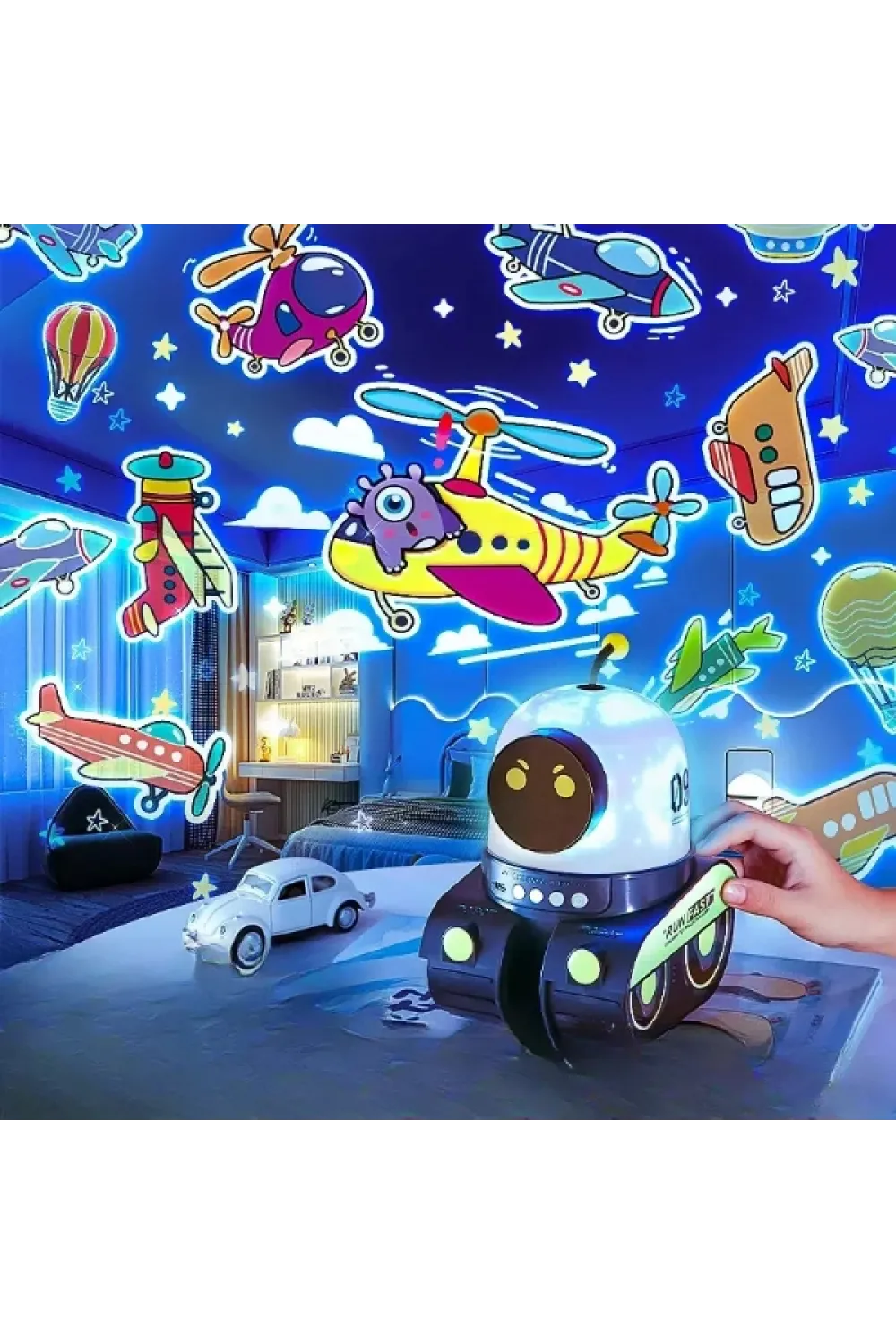 Robot Tasarımlı Projektör Gece Lambası