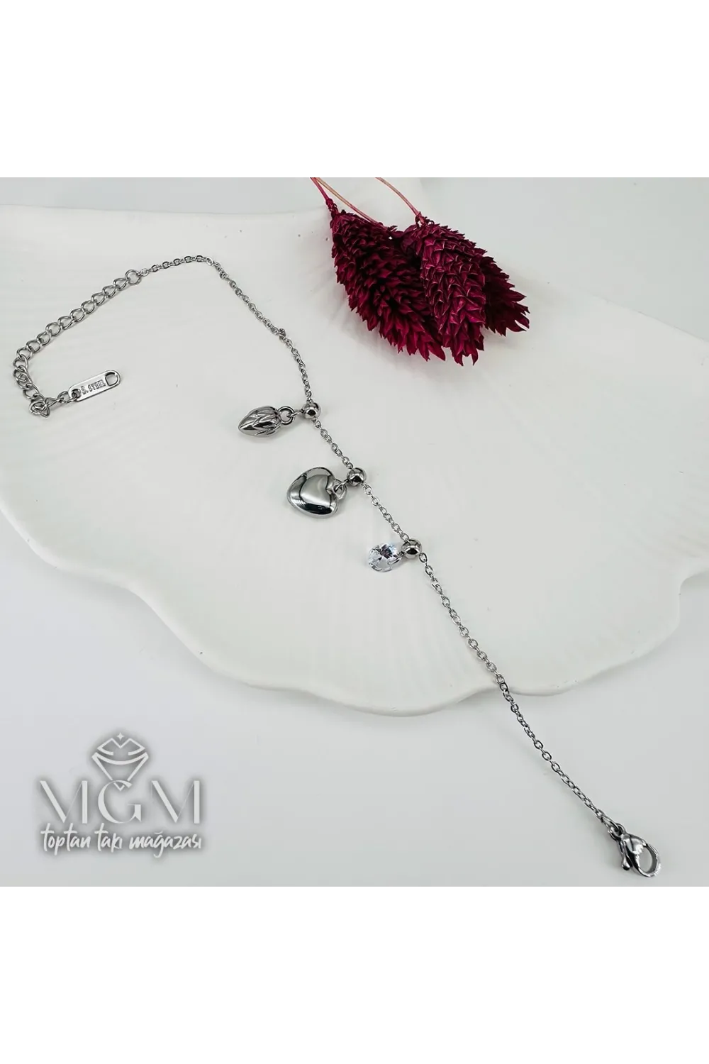 Rodyum Çelik Bileklikler 16+5 Cm Uzatma Payı - Kbl0087