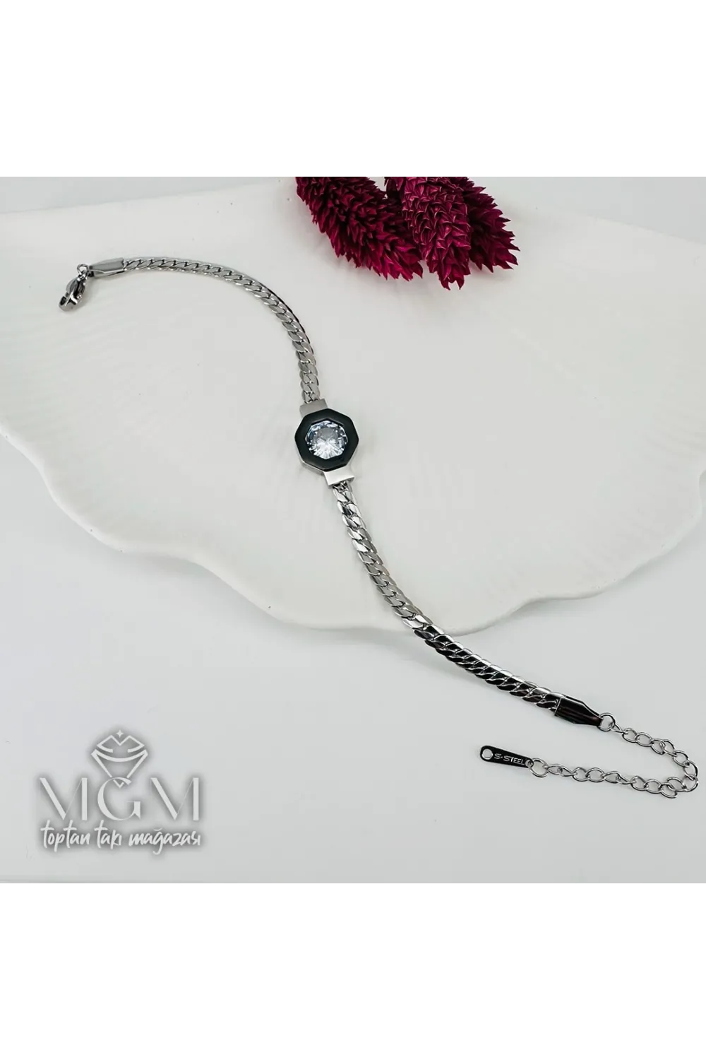 Rodyum Çelik Bileklikler 16+5 Cm Uzatma Payı - Kbl0093