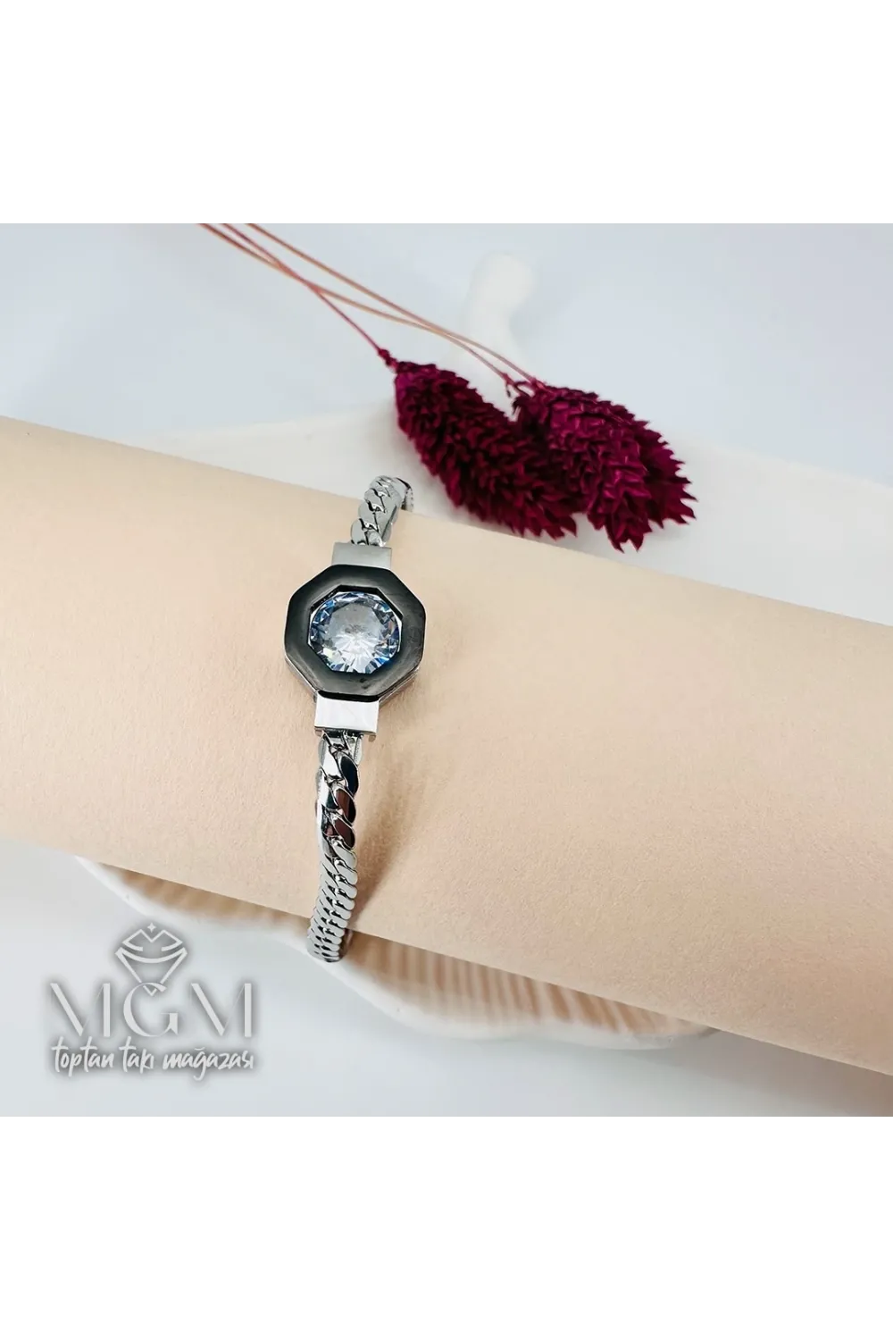 Rodyum Çelik Bileklikler 16+5 Cm Uzatma Payı - Kbl0093