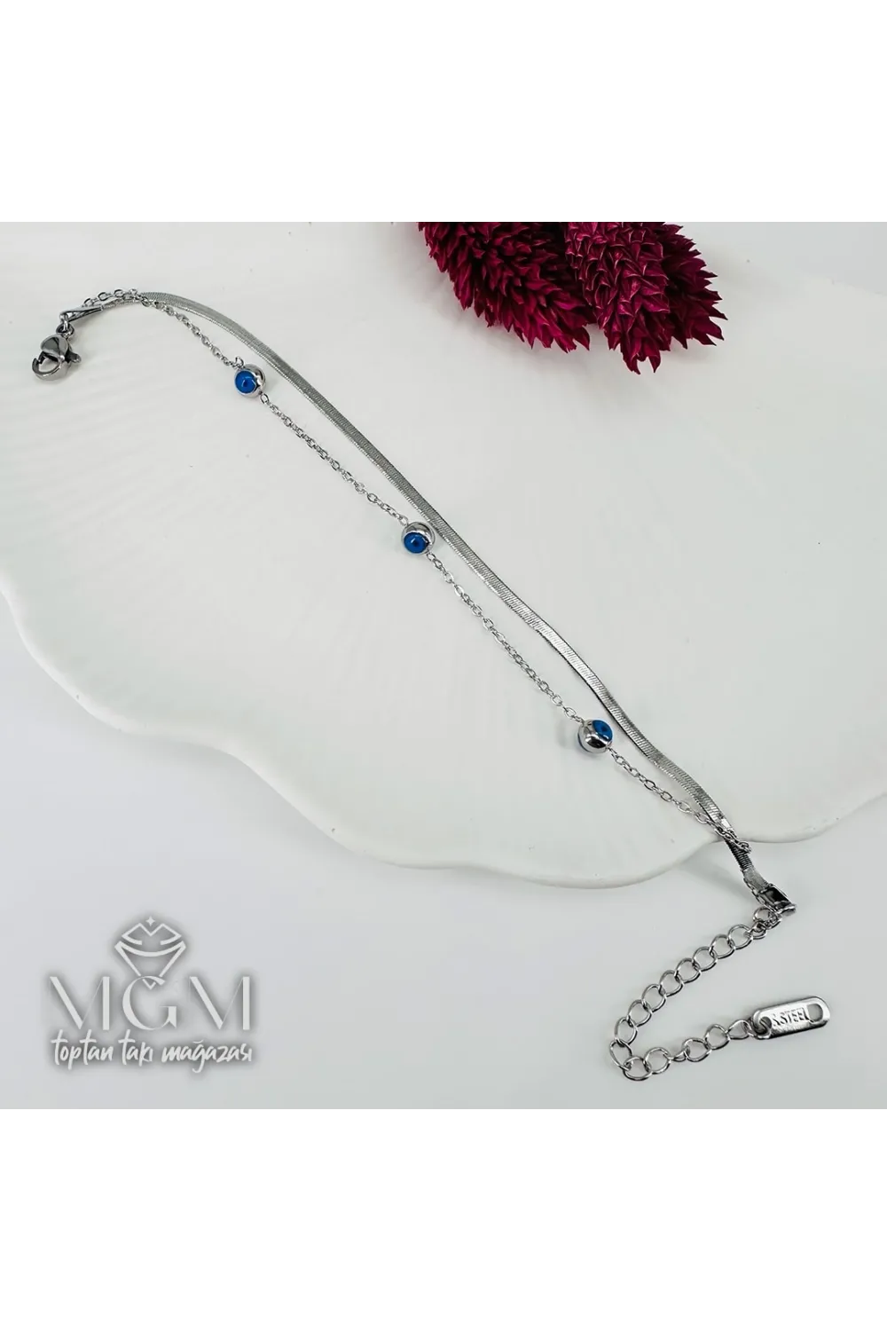 Rodyum Çelik Bileklikler 16+5 Cm Uzatma Payı - Kbl0095