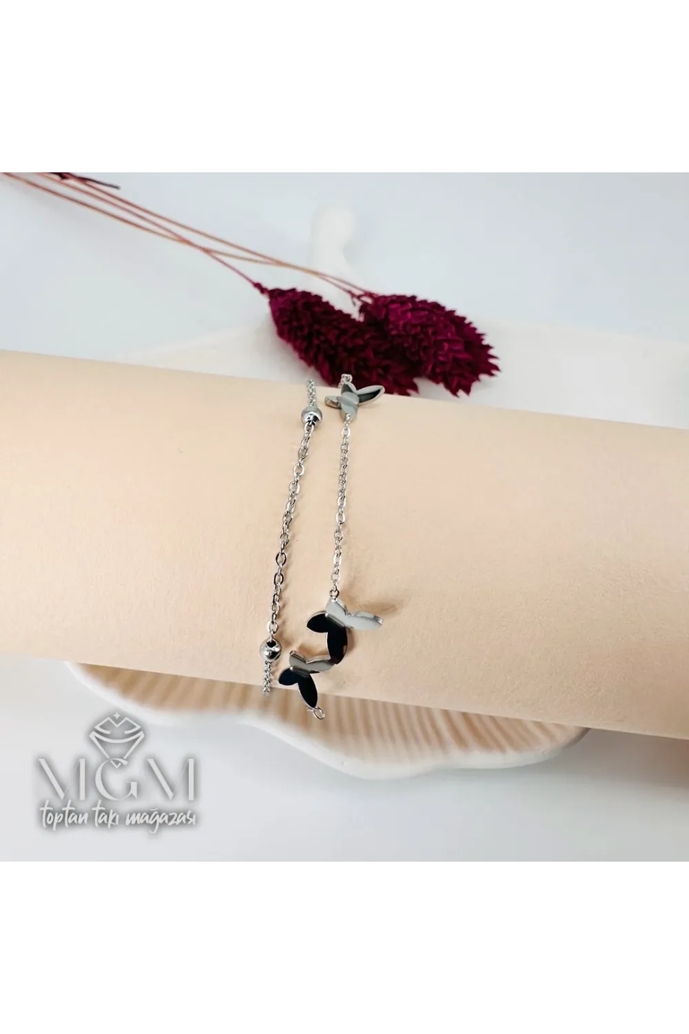 Rodyum Çelik Bileklikler 16+5 Cm Uzatma Payı - Kbl0097